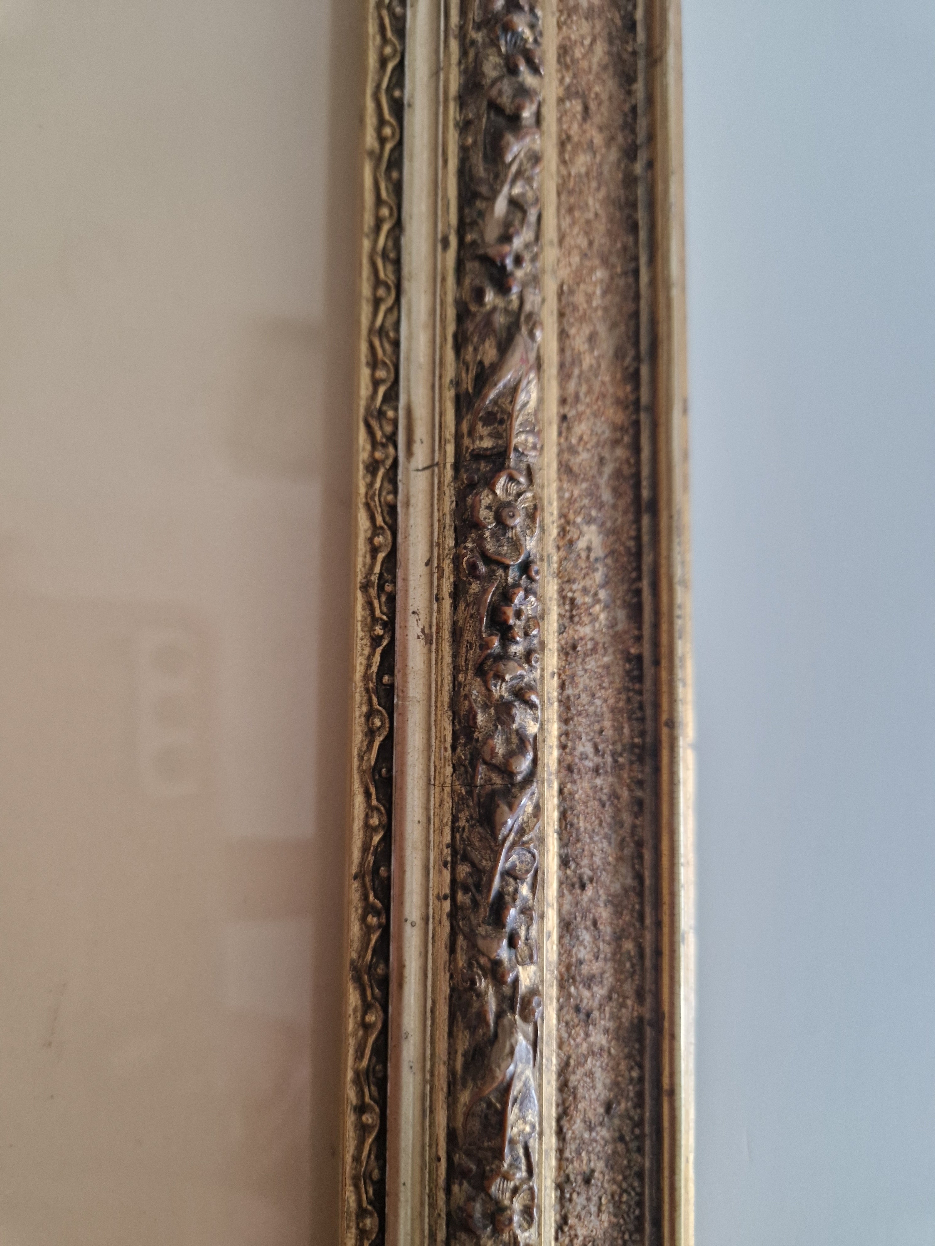 Antique Ornate Wooden Picture Frame | Gold-Bronze Embossed | 22×30cm Opening | Glass Included | Requires Assembly