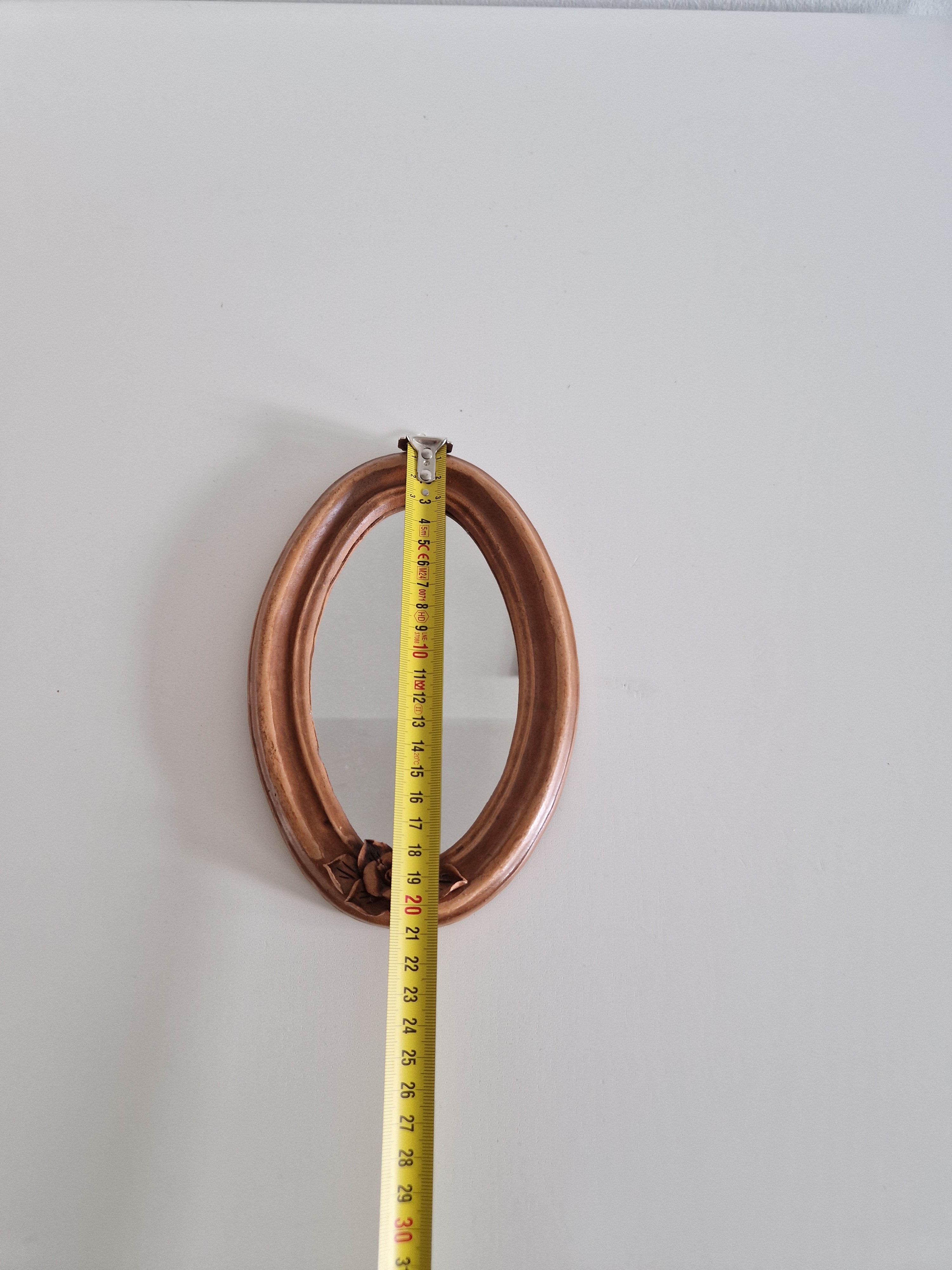 Antique Copper Oval Mirror with Rose Detail