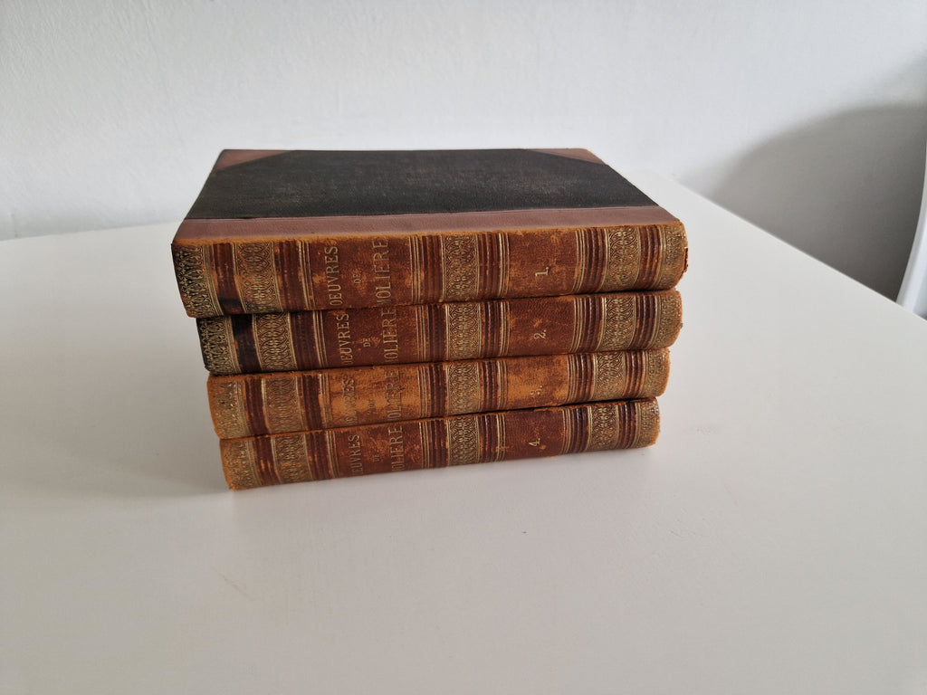 Œuvres Complètes de Molière – 4-Volume Set | Firmin-Didot Paris | 19th Century Half-Leather Binding
