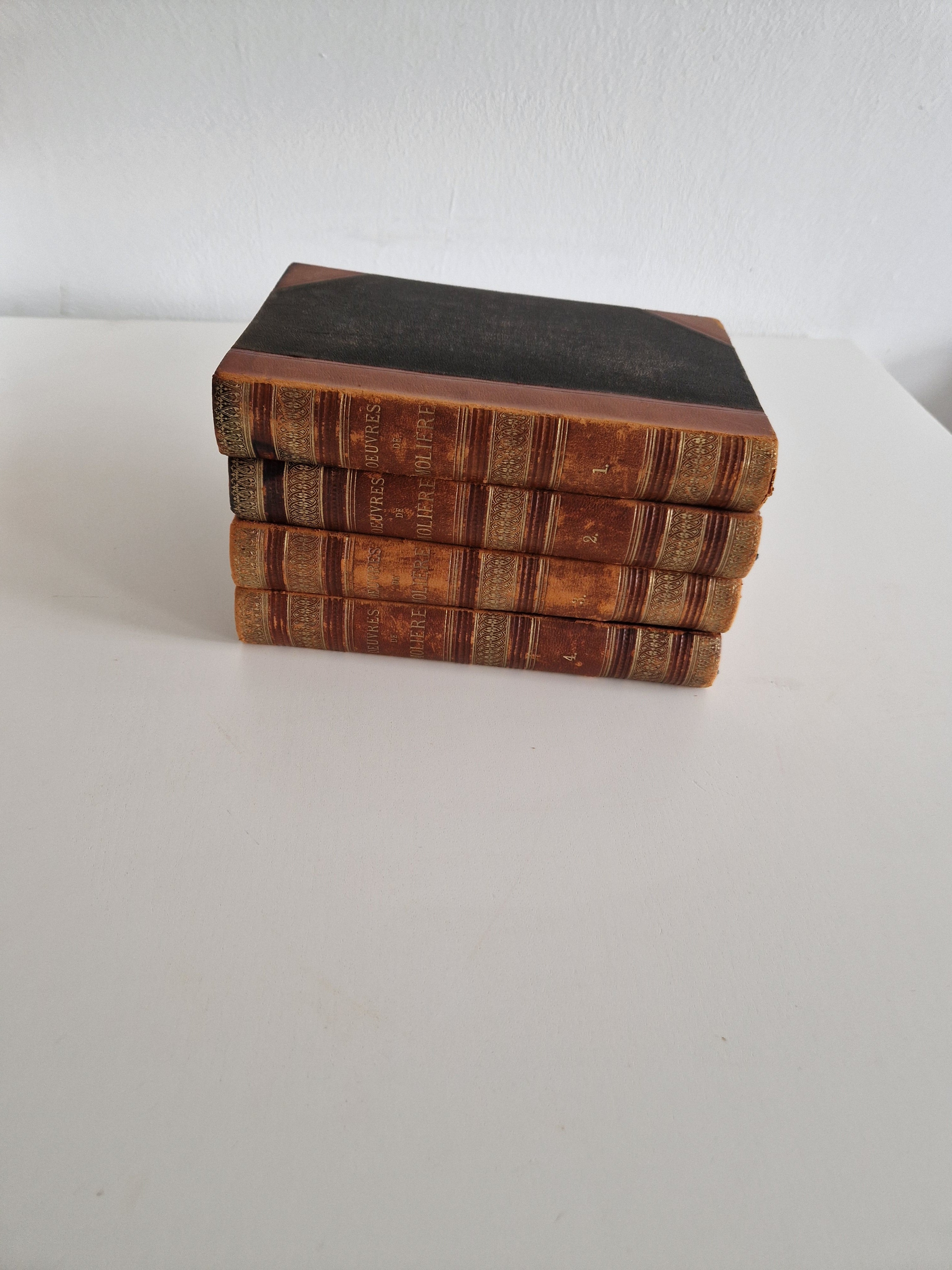 Œuvres Complètes de Molière – 4-Volume Set | Firmin-Didot Paris | 19th Century Half-Leather Binding
