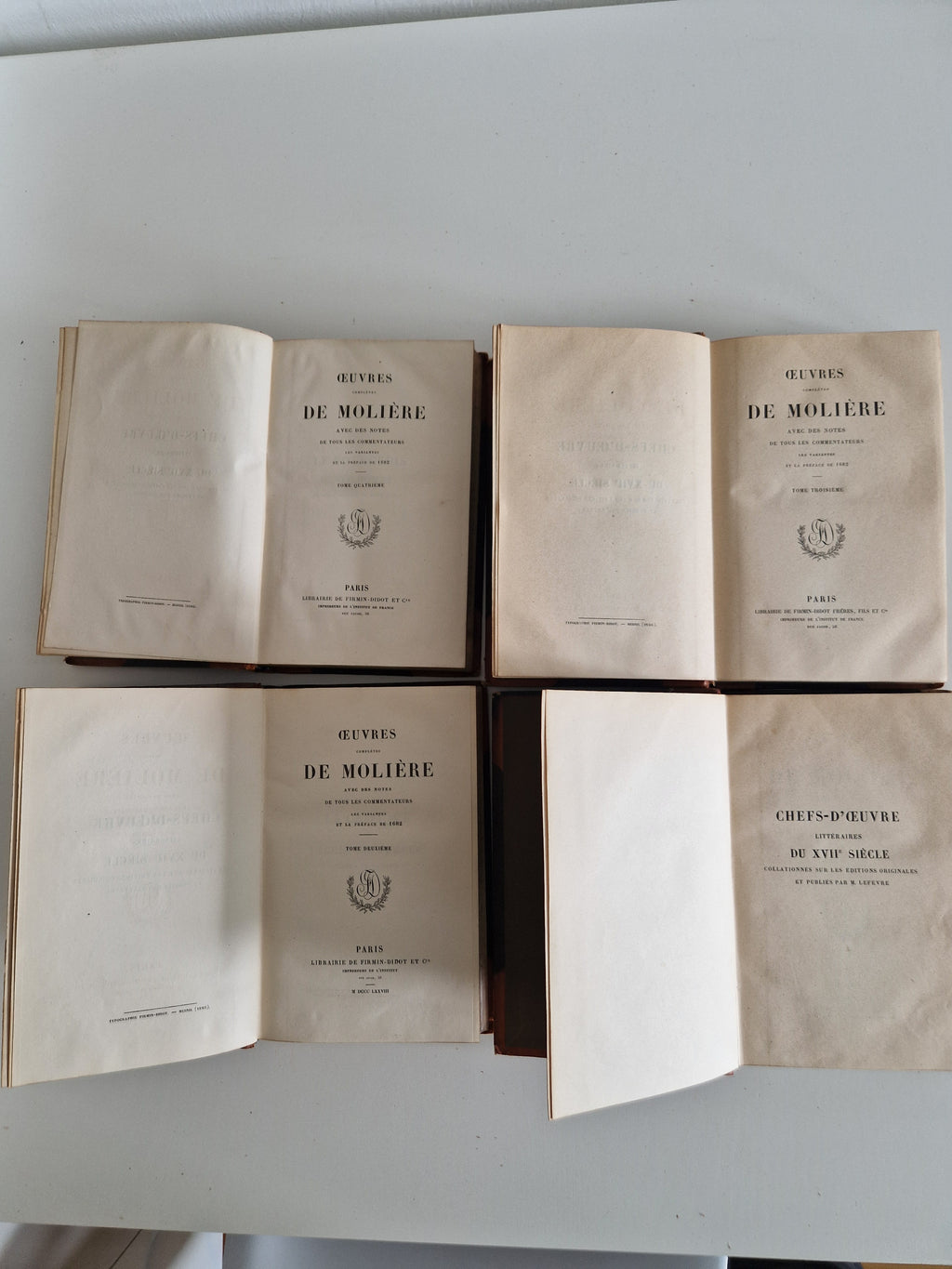 Œuvres Complètes de Molière – 4-Volume Set | Firmin-Didot Paris | 19th Century Half-Leather Binding