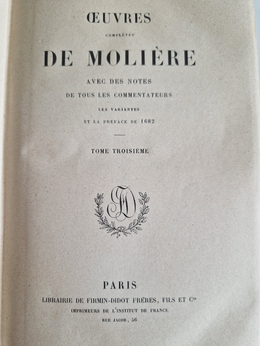 Œuvres Complètes de Molière – 4-Volume Set | Firmin-Didot Paris | 19th Century Half-Leather Binding