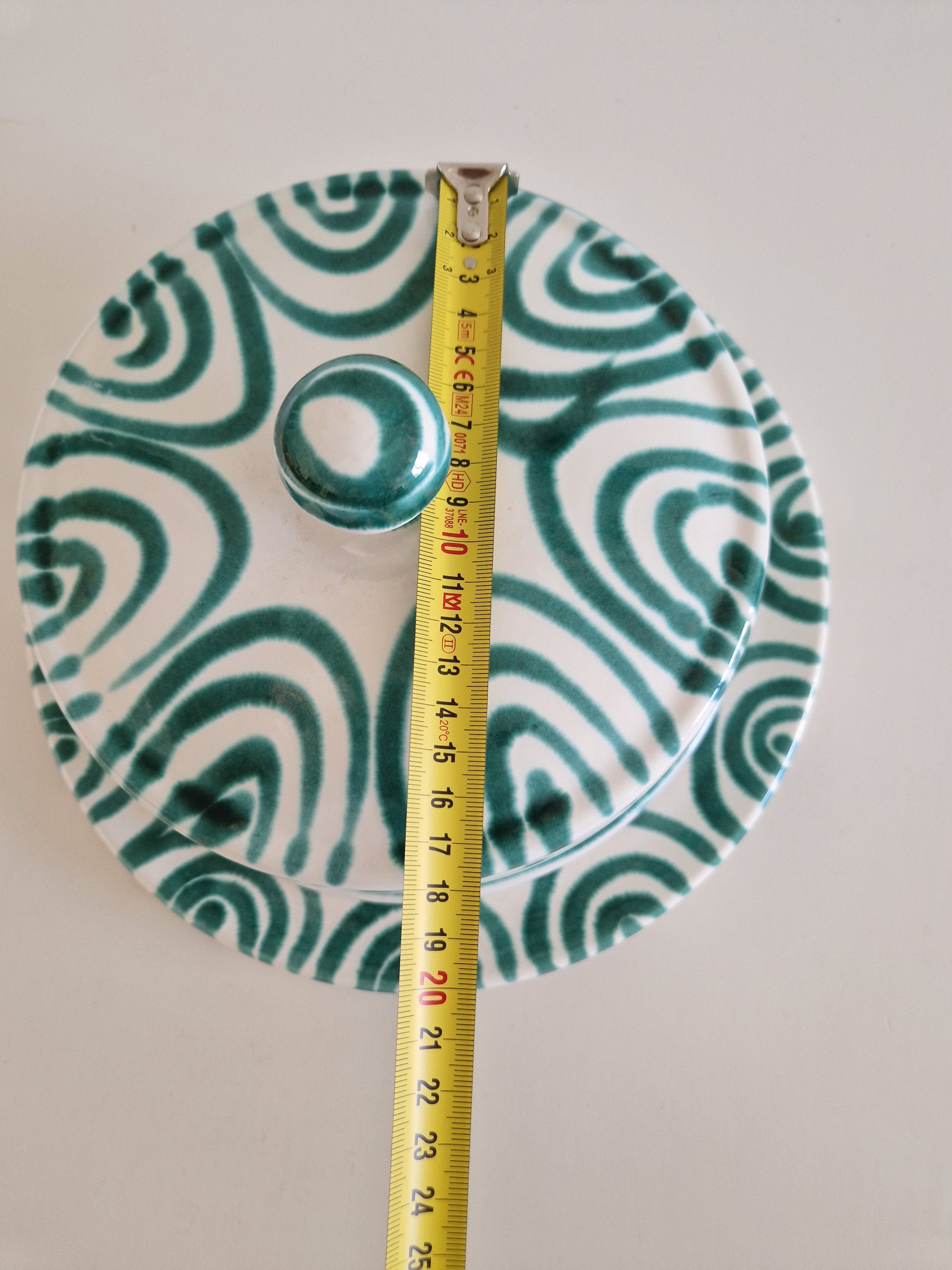 Gmundner Keramik Autriche — Beurre ou Cloche à Fromage avec Plat | Grün Geflammt | Peint à la main | 28 cm