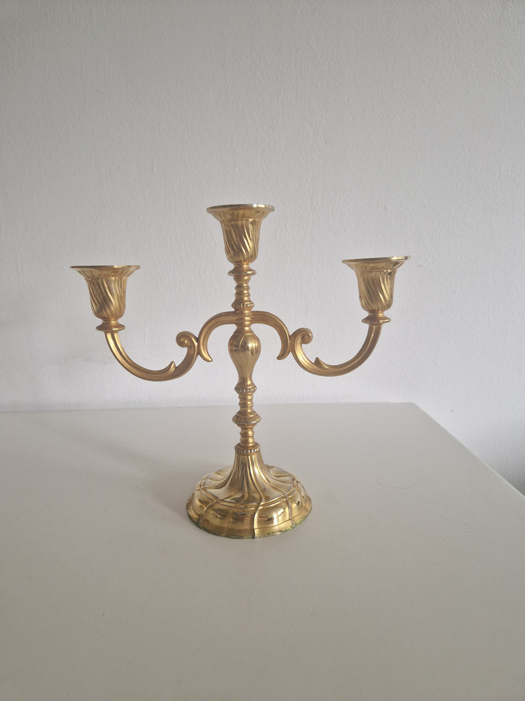 Vintage BMF Brass Candelabra, 3-Arm, West Germany, Mid-20th Century