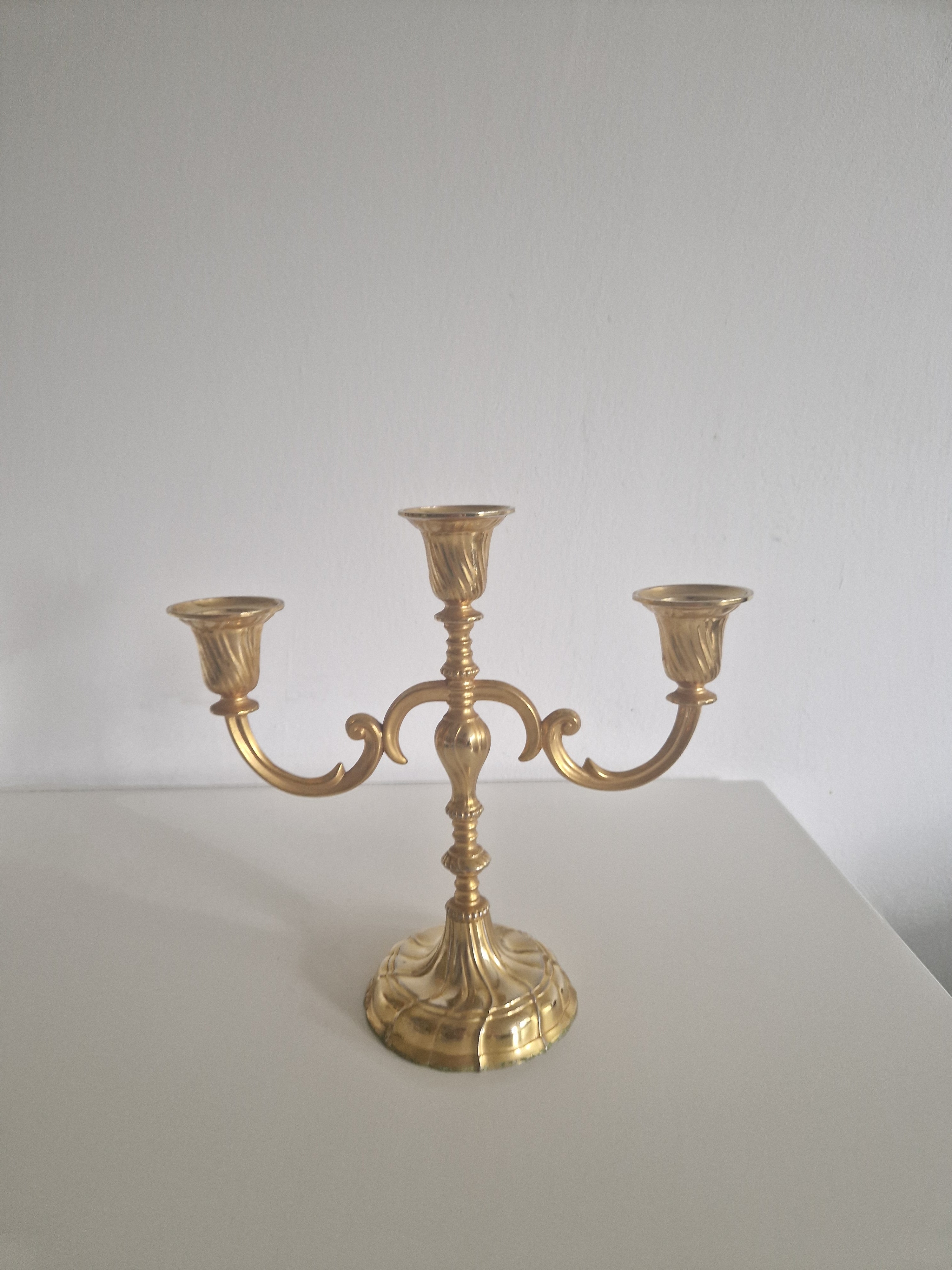 Vintage BMF Brass Candelabra, 3-Arm, West Germany, Mid-20th Century