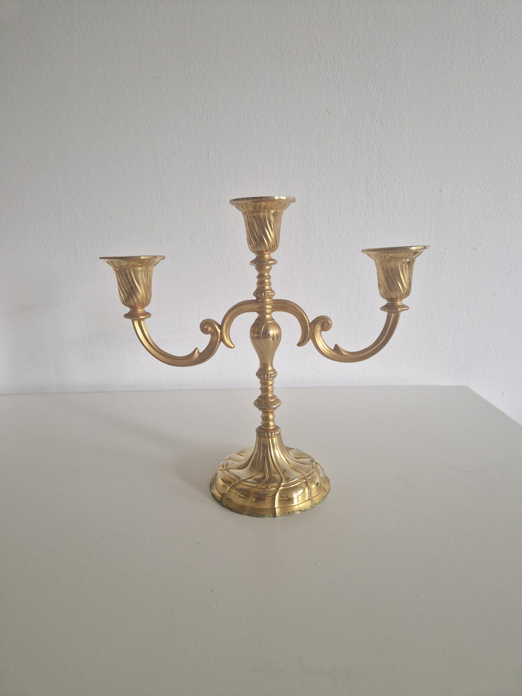 Vintage BMF Brass Candelabra, 3-Arm, West Germany, Mid-20th Century
