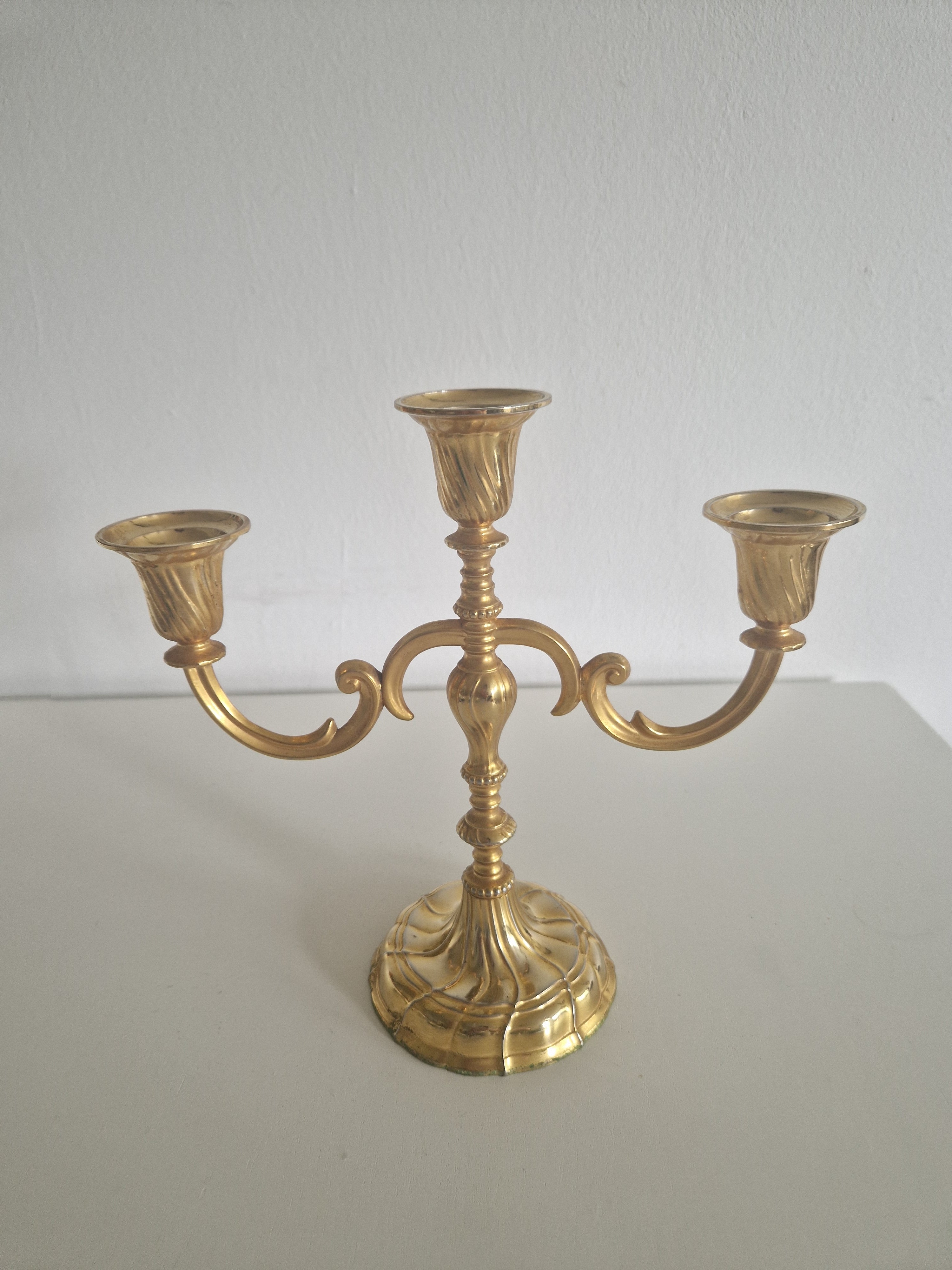 Vintage BMF Brass Candelabra, 3-Arm, West Germany, Mid-20th Century
