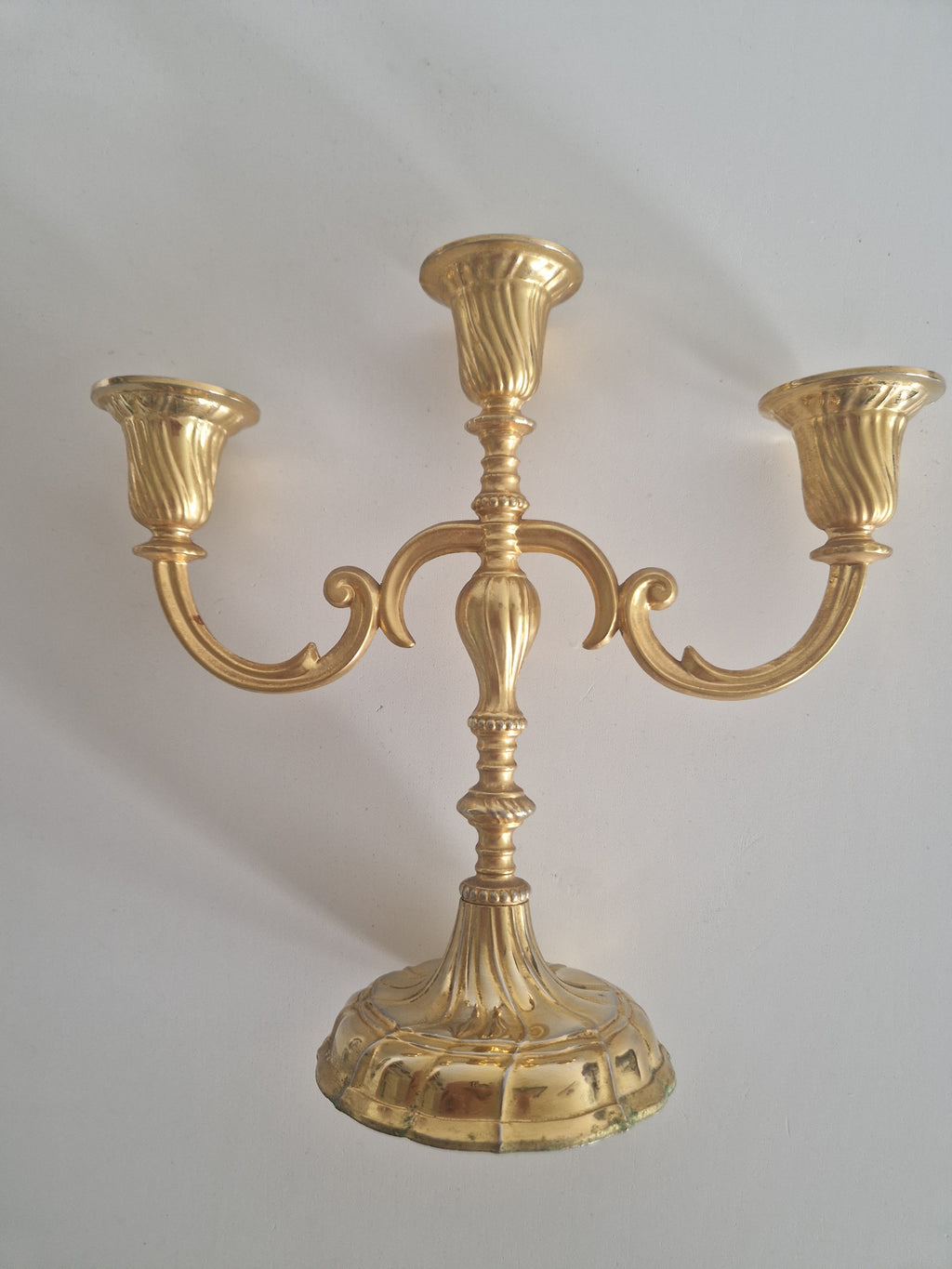 Vintage BMF Brass Candelabra, 3-Arm, West Germany, Mid-20th Century