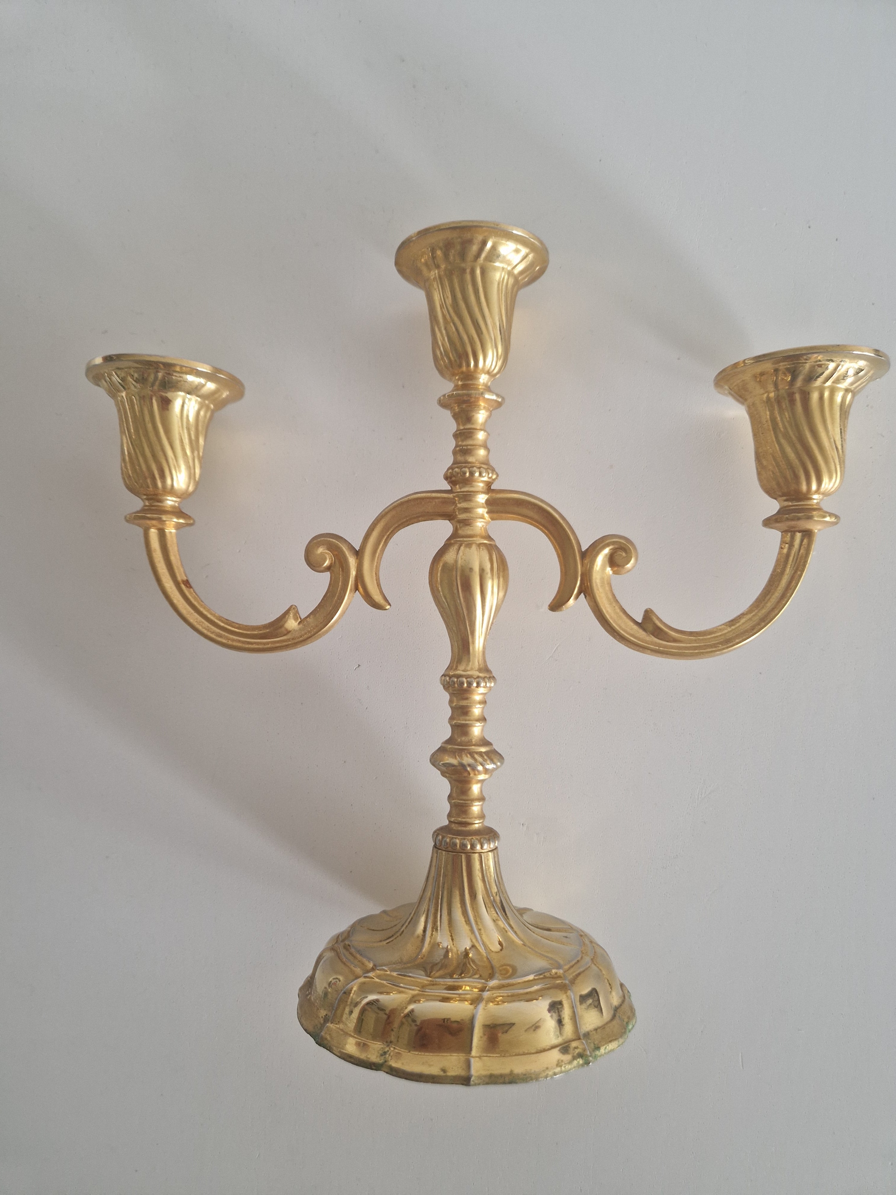 Vintage BMF Brass Candelabra, 3-Arm, West Germany, Mid-20th Century