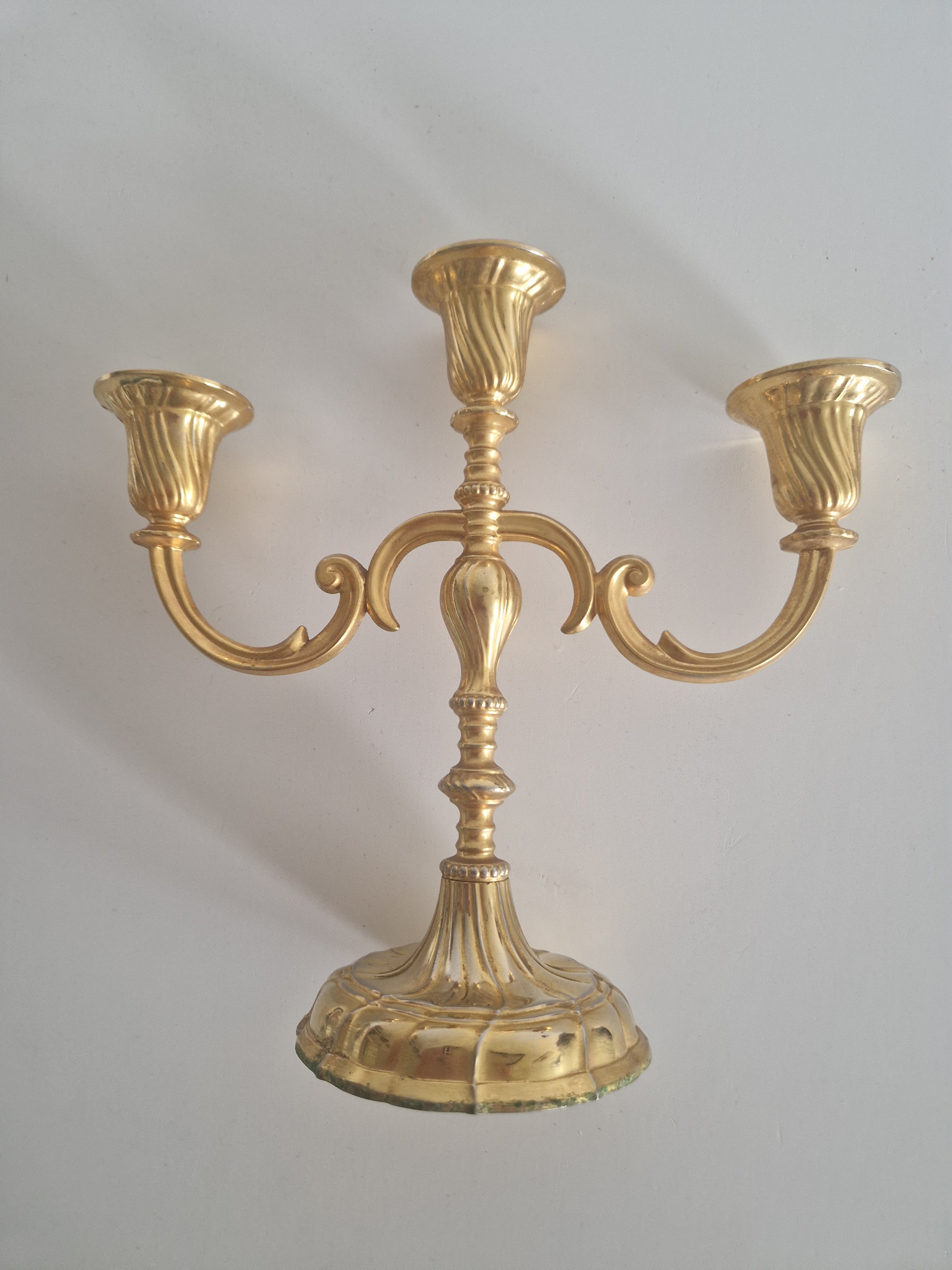 Vintage BMF Brass Candelabra, 3-Arm, West Germany, Mid-20th Century