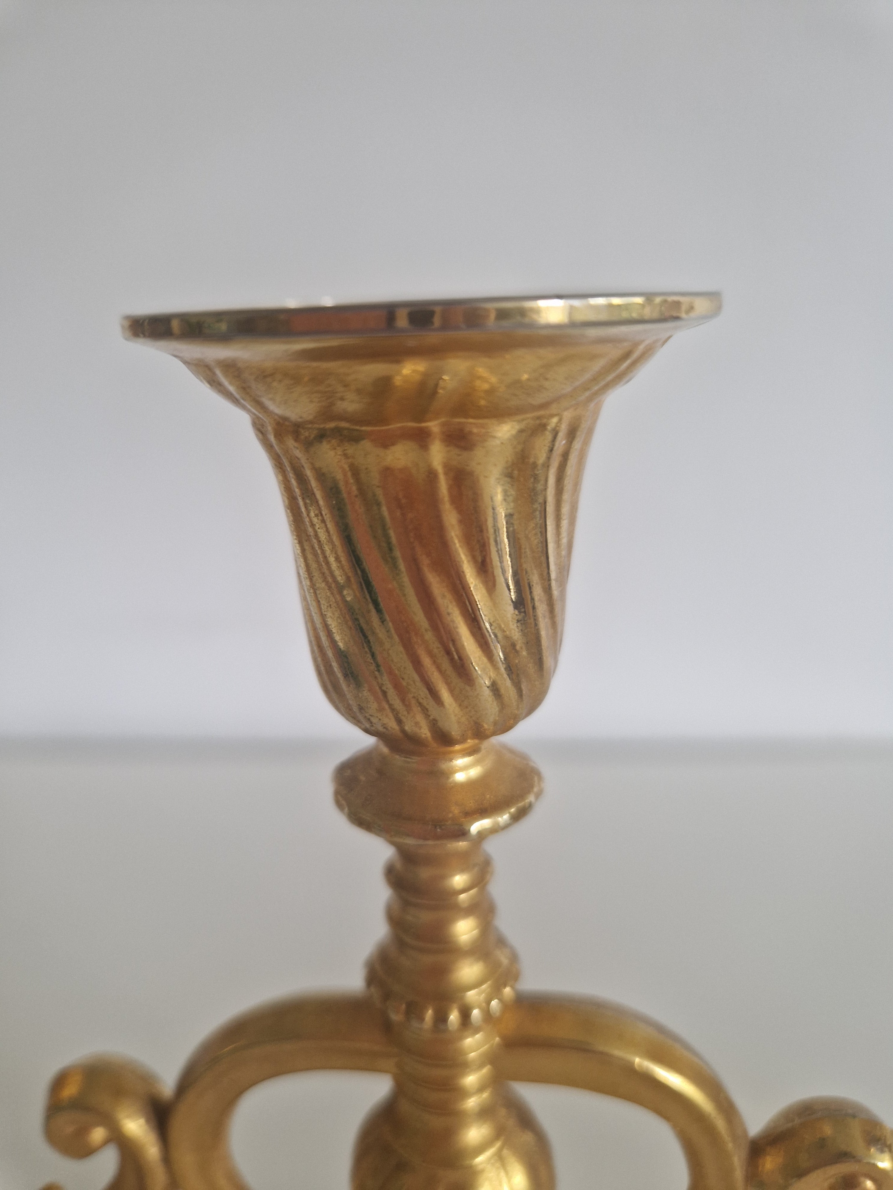Vintage BMF Brass Candelabra, 3-Arm, West Germany, Mid-20th Century