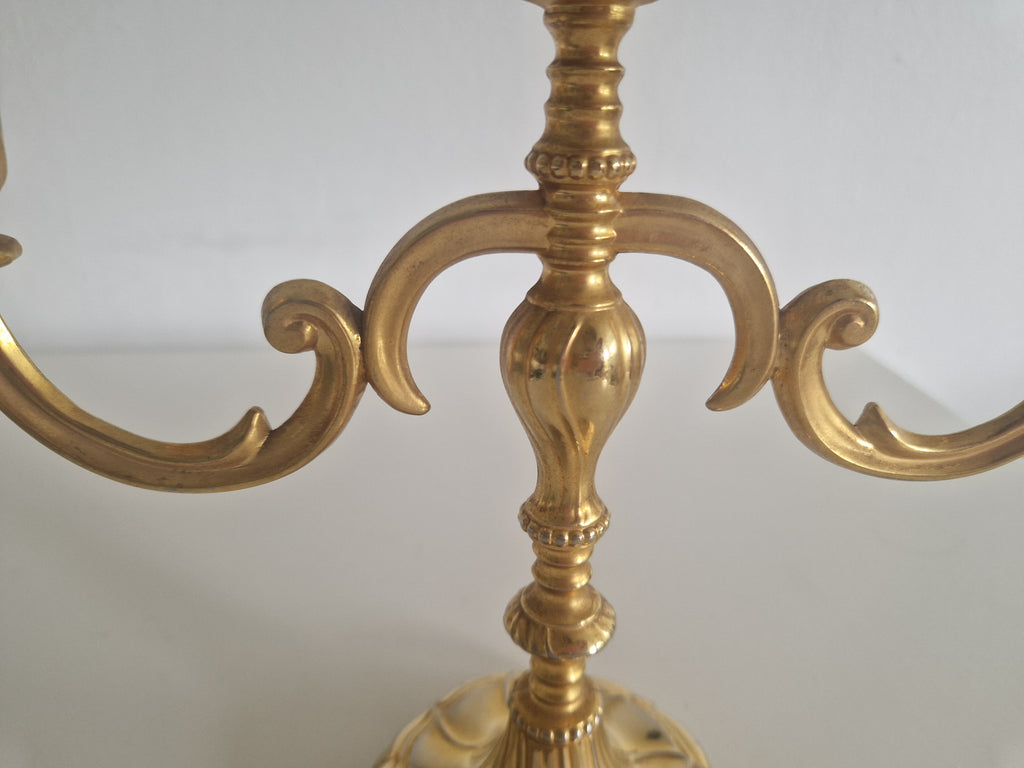 Vintage BMF Brass Candelabra, 3-Arm, West Germany, Mid-20th Century