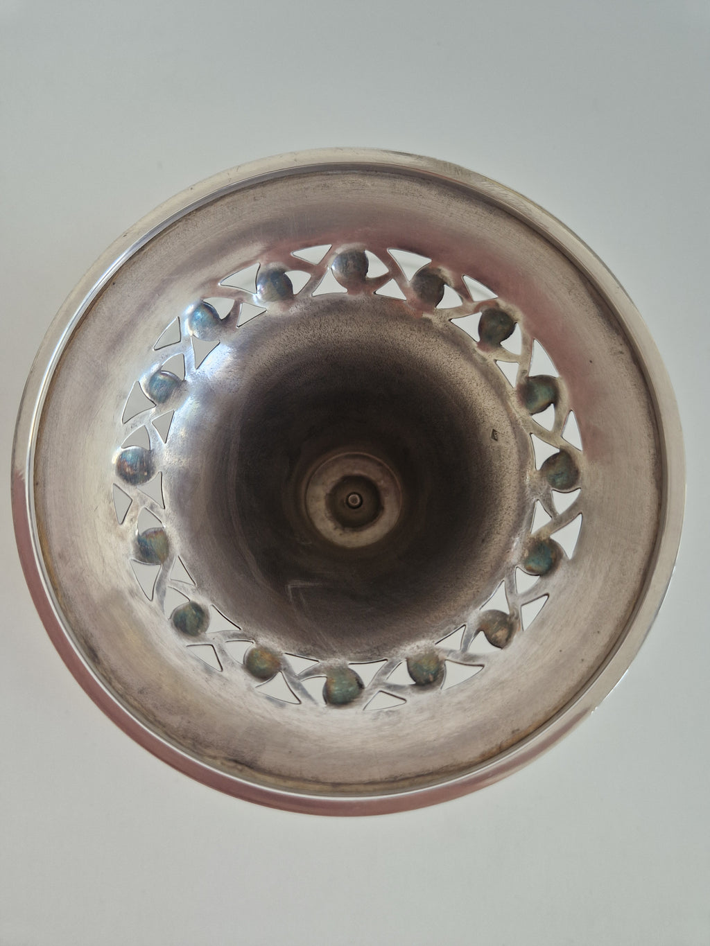 Vintage Silver-Plated & Engraved Crystal Cake Stand Tazza – Art Nouveau Style, 26 cm