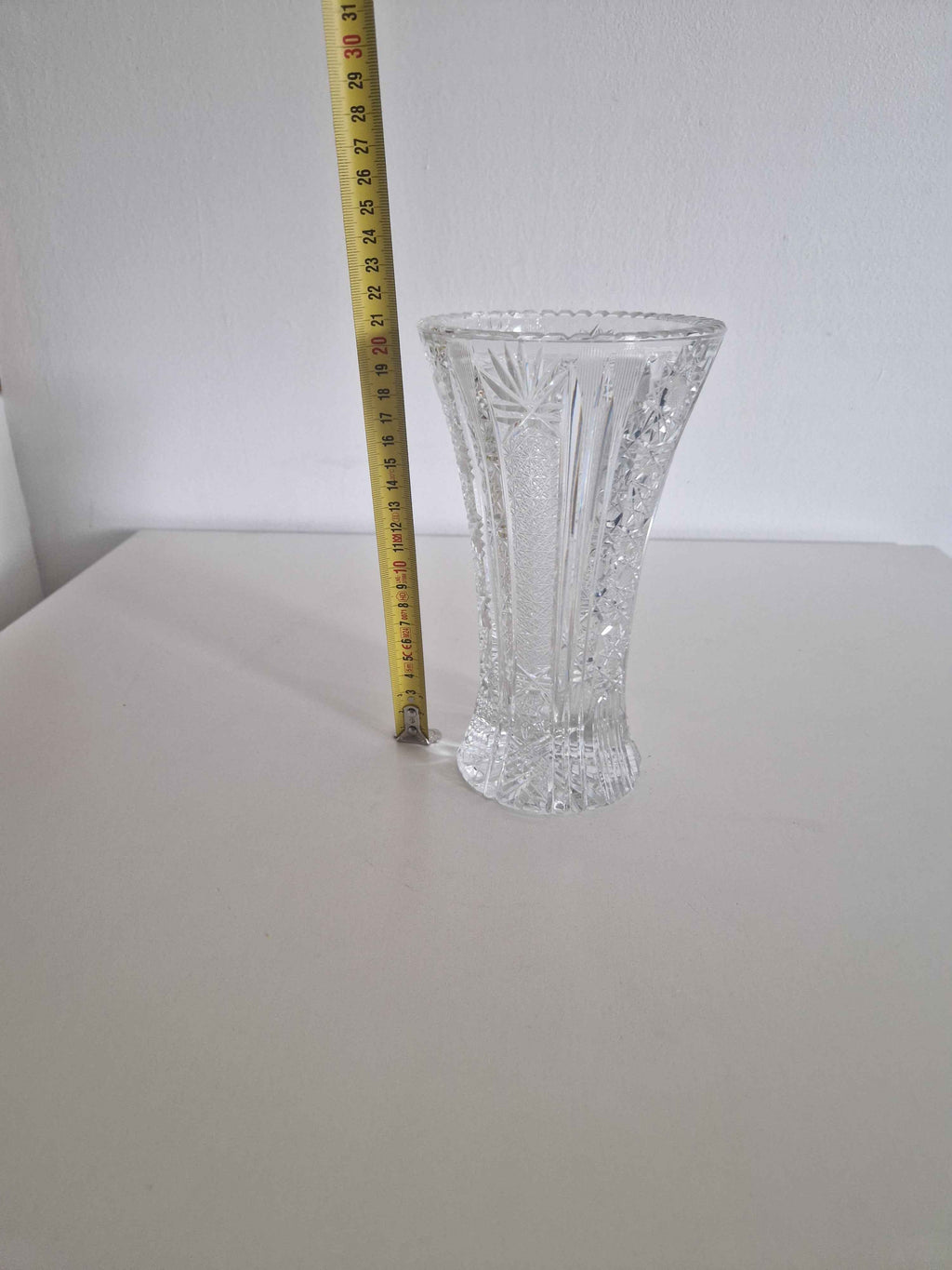 Elegant Bohemian Cut Crystal Vase - Timeless Trumpet Design with Stunning Pinwheel Detailing