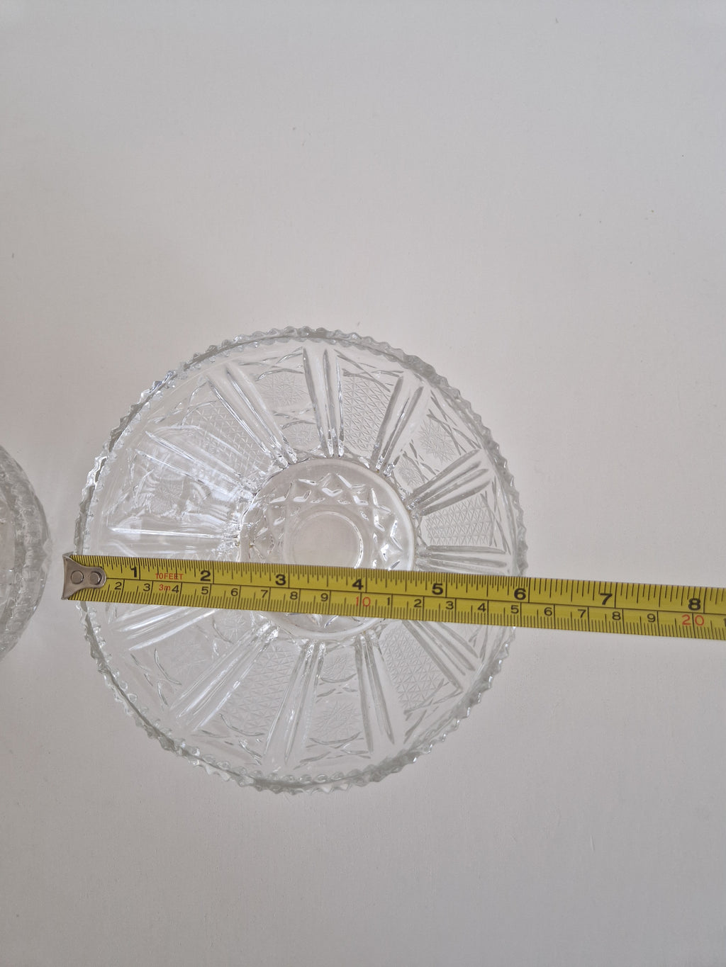 Ensemble de deux coupes en cristal vintage – Motif étoile et éventail | Petite 10 cm & Grande 20 cm | Cristal européen du milieu du siècle