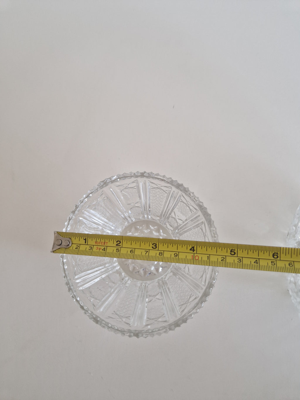 Ensemble de deux coupes en cristal vintage – Motif étoile et éventail | Petite 10 cm & Grande 20 cm | Cristal européen du milieu du siècle