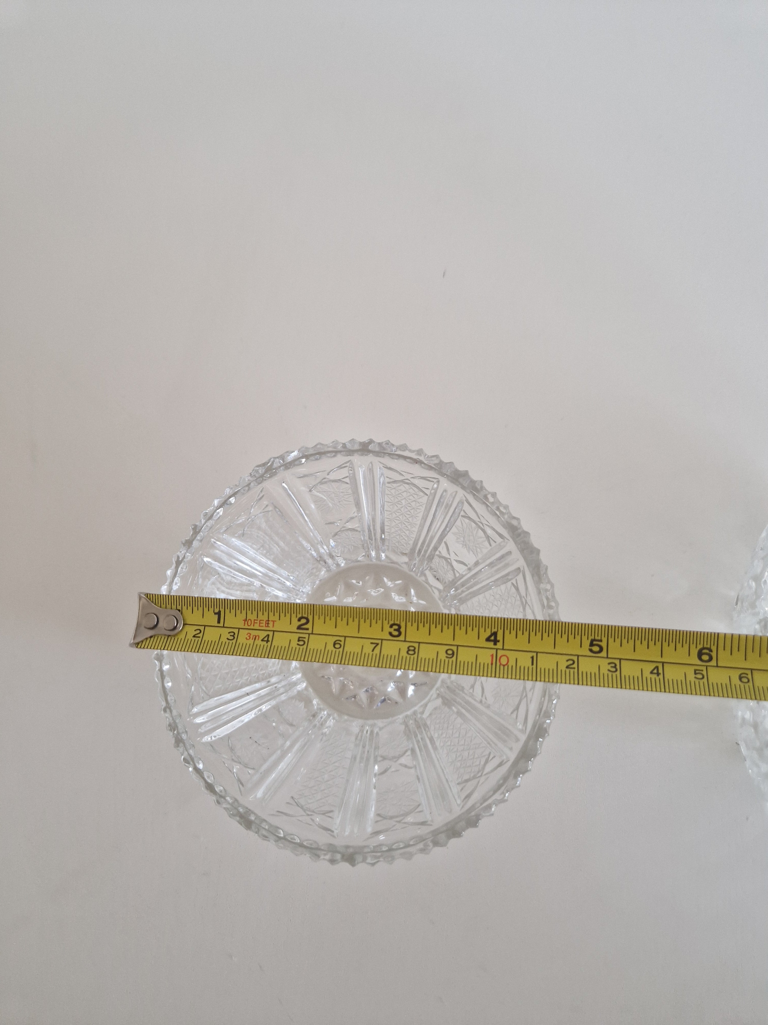 Ensemble de deux coupes en cristal vintage – Motif étoile et éventail | Petite 10 cm & Grande 20 cm | Cristal européen du milieu du siècle