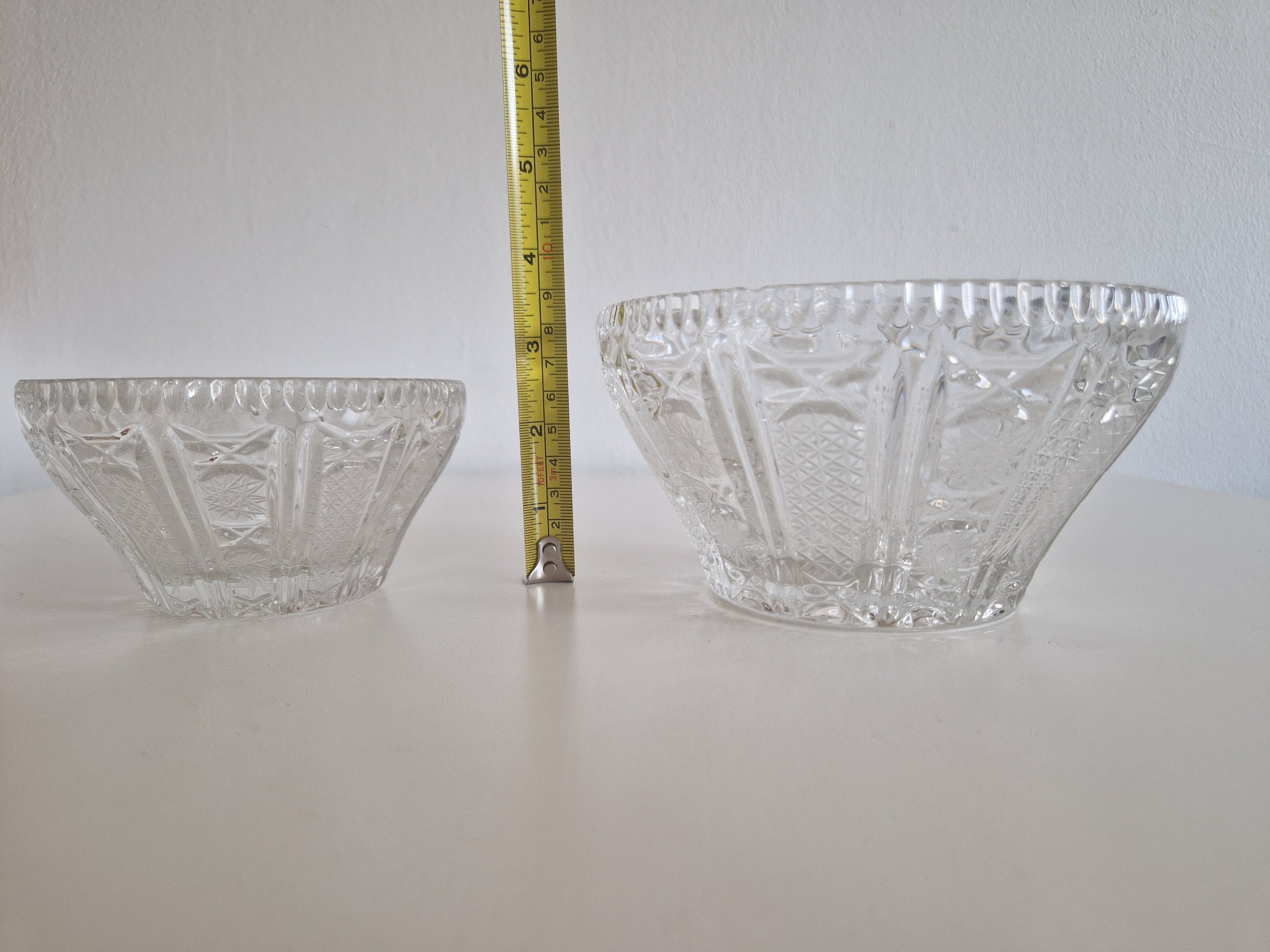 Vintage pressed glass bowl set — both bowls side by side, top view