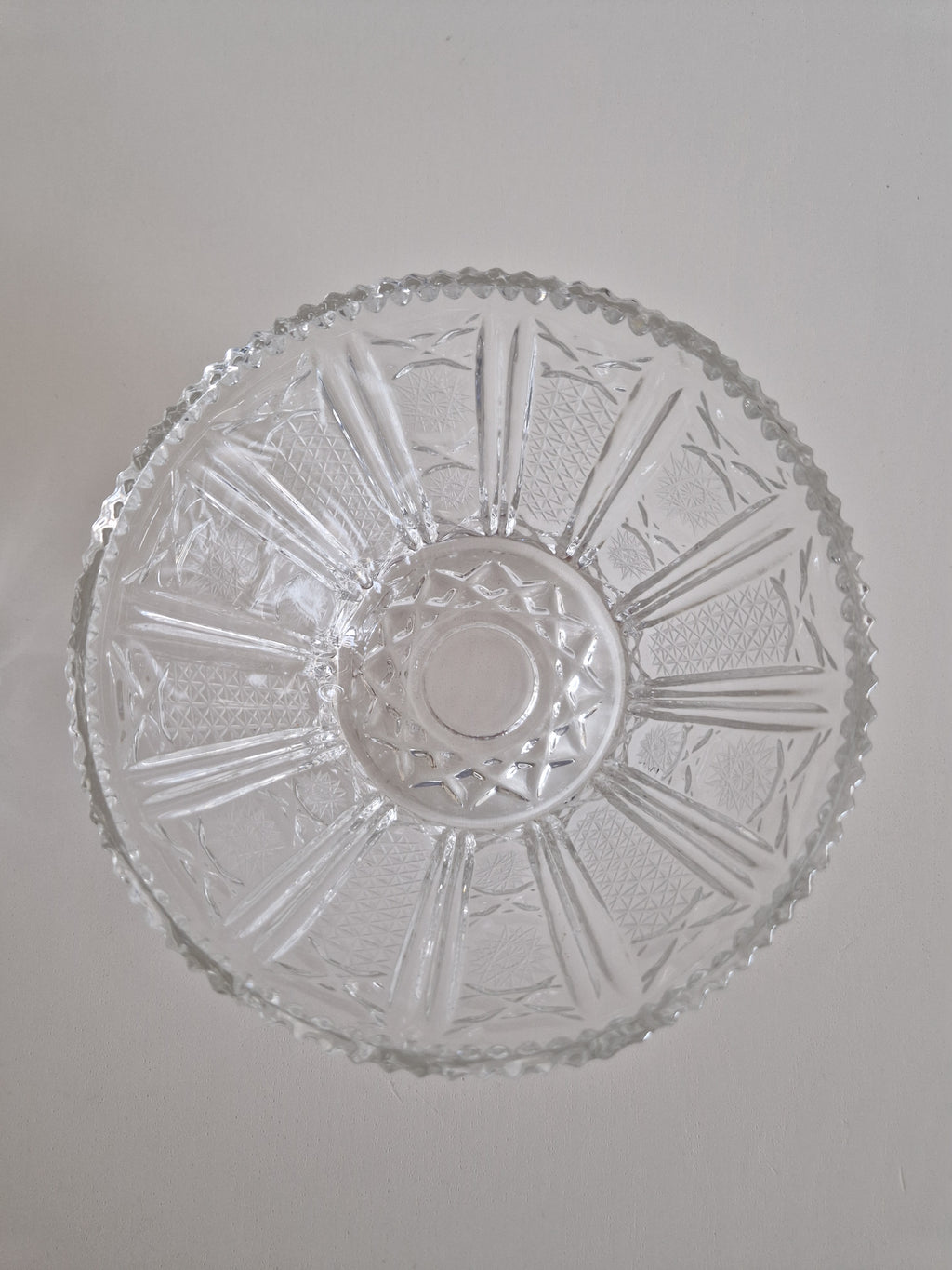 Ensemble de deux coupes en cristal vintage – Motif étoile et éventail | Petite 10 cm & Grande 20 cm | Cristal européen du milieu du siècle