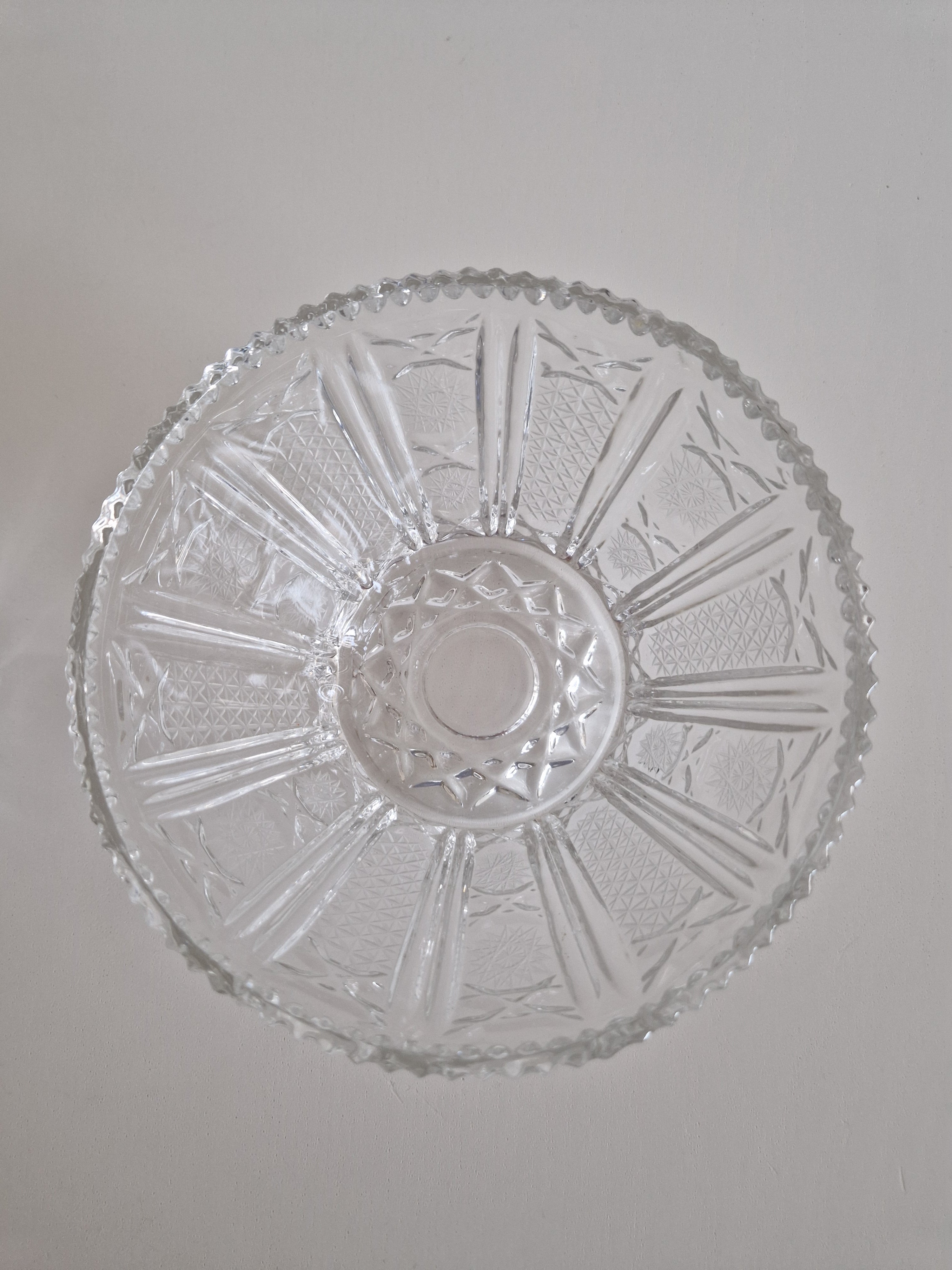 Ensemble de deux coupes en cristal vintage – Motif étoile et éventail | Petite 10 cm & Grande 20 cm | Cristal européen du milieu du siècle