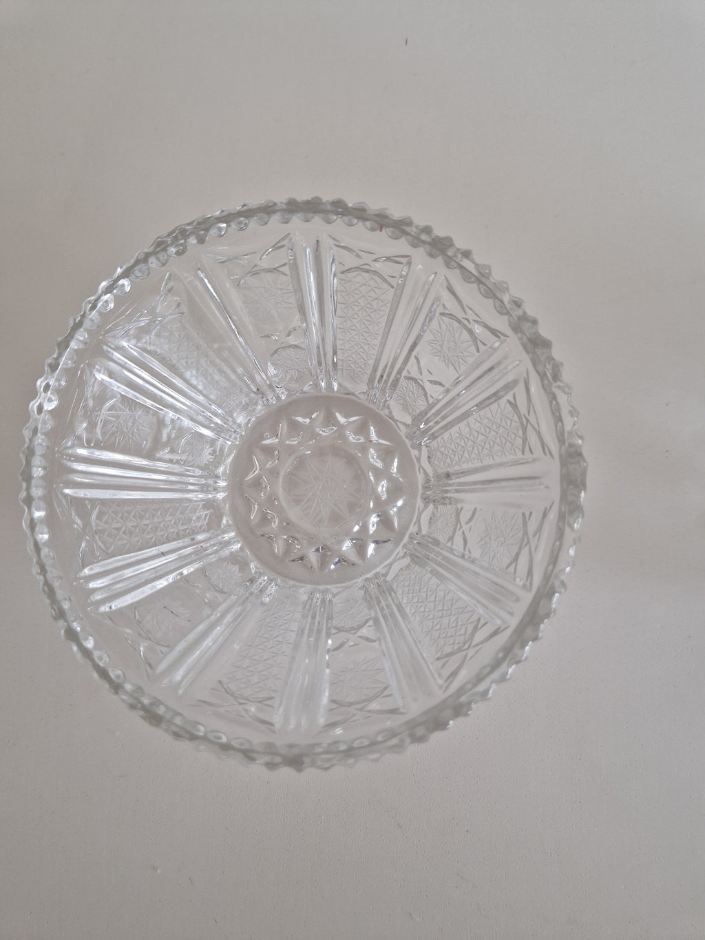 Ensemble de deux coupes en cristal vintage – Motif étoile et éventail | Petite 10 cm & Grande 20 cm | Cristal européen du milieu du siècle