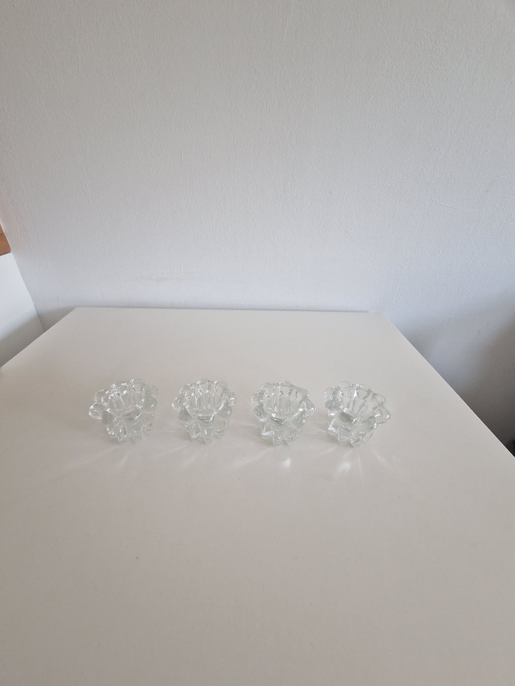 Elegant Flower-Shaped Glass Candle Holders - Set of 4 for a Timeless Touch