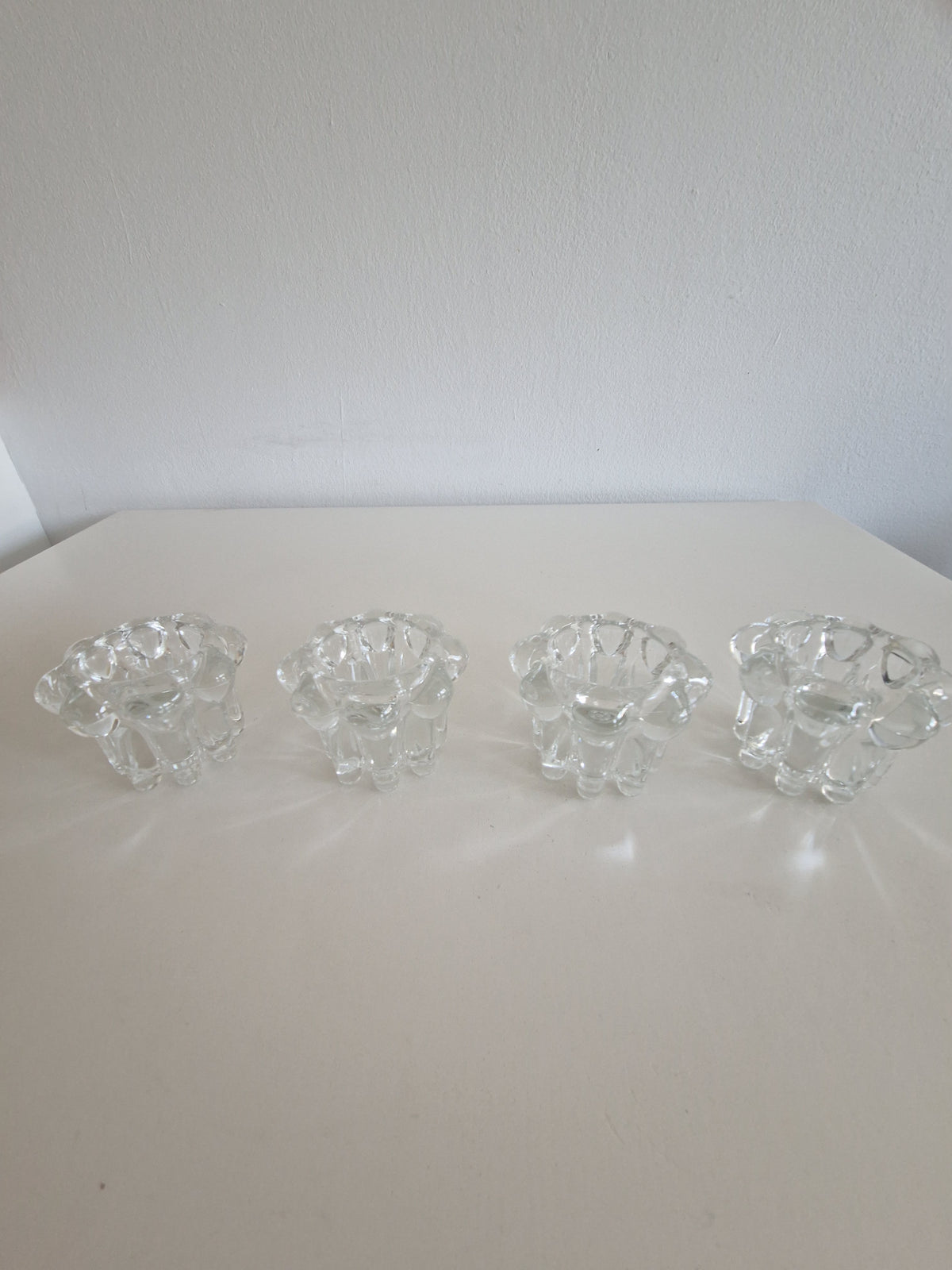 Elegant Flower-Shaped Glass Candle Holders - Set of 4 for a Timeless Touch