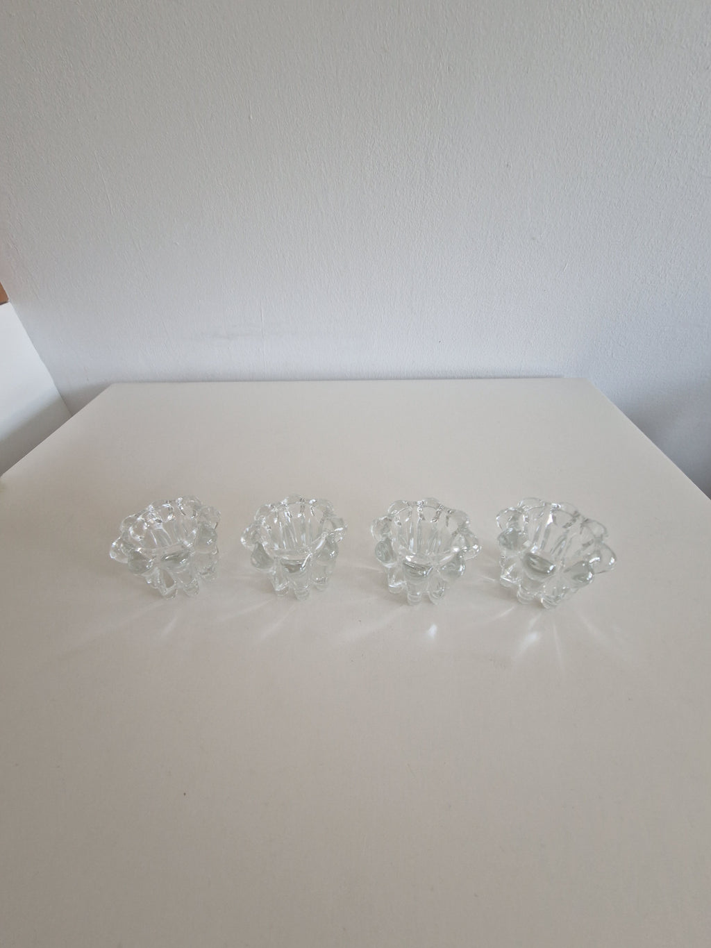 Elegant Flower-Shaped Glass Candle Holders - Set of 4 for a Timeless Touch