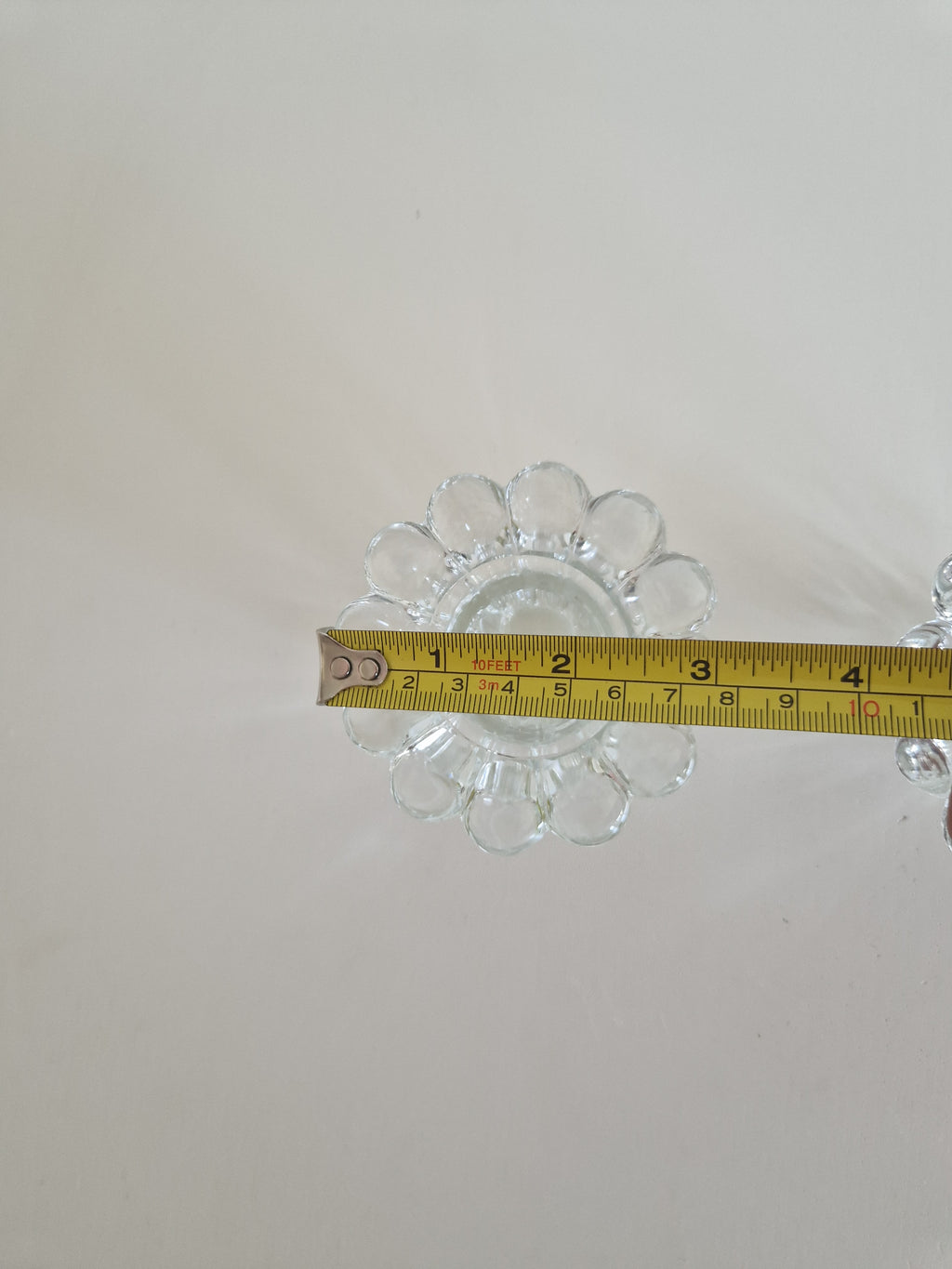 Pair of Clear Glass Candle Holders | Flower-Petal Rims