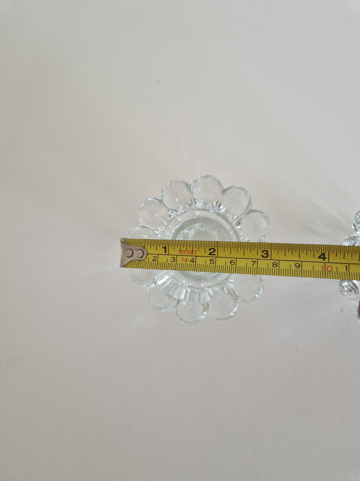 Pair of Clear Glass Candle Holders | Flower-Petal Rims