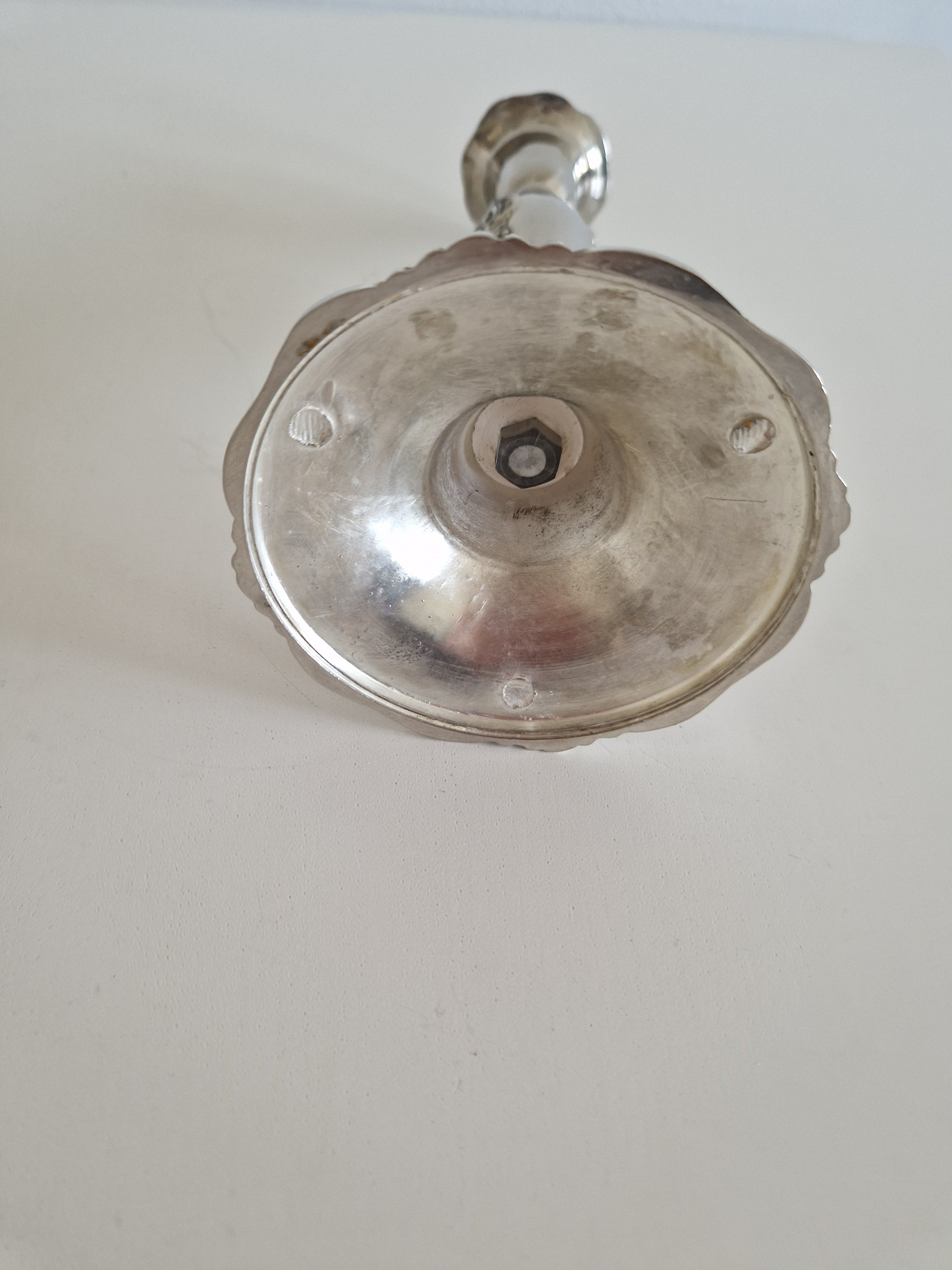 Vintage Silver-Plated Candlestick – Rococo Floral Embossed, 20 cm