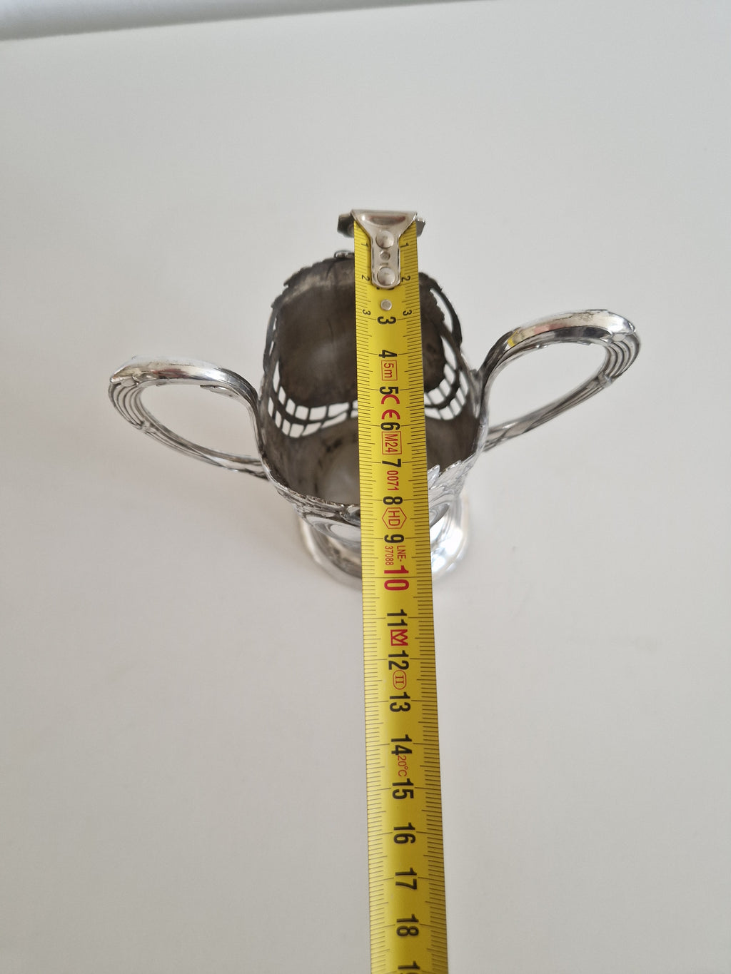 Antiker Jugendstil-Glashalter, versilbert – Rosenmotiv, gemarkt 720 AK, um 1900
