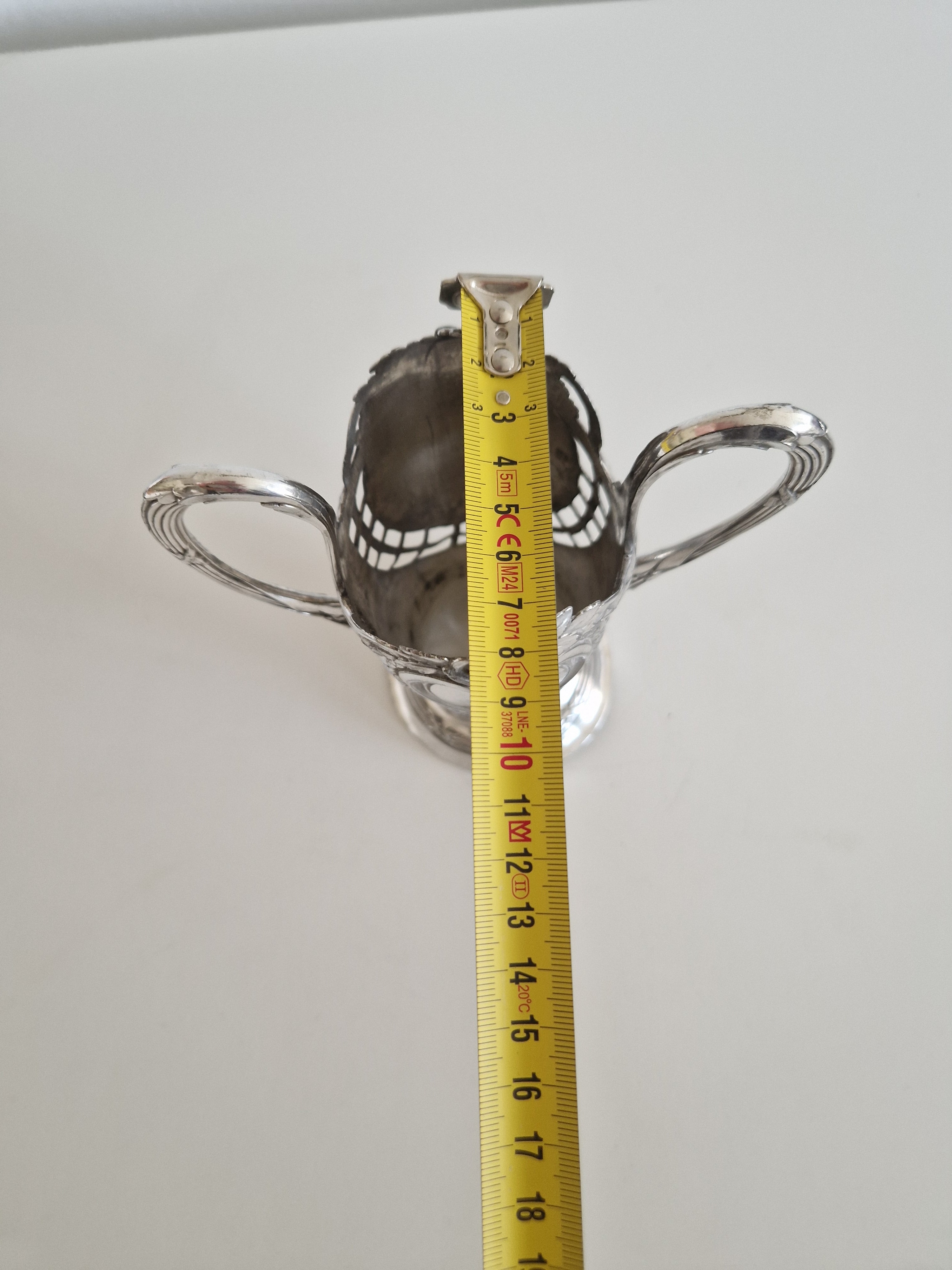 Antiker Jugendstil-Glashalter, versilbert – Rosenmotiv, gemarkt 720 AK, um 1900