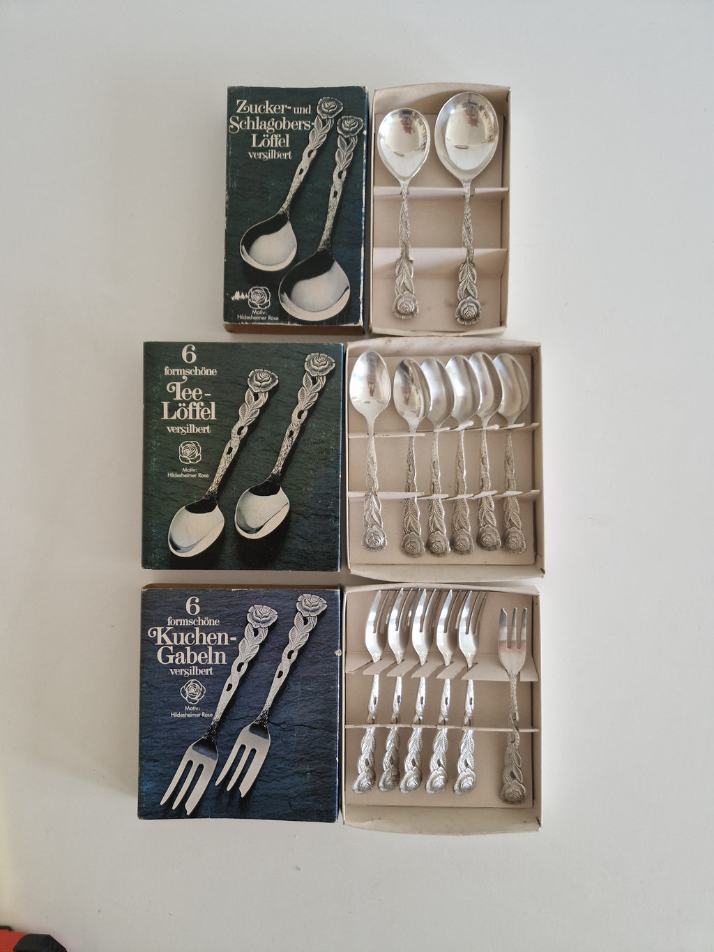 Vintage Silver-Plated Cutlery Set – Hildesheimer Rose Pattern, 14-Piece