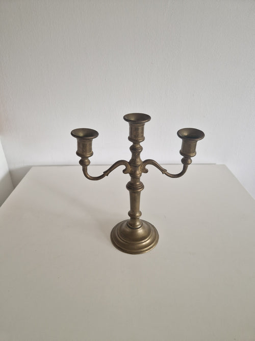 Antiker Messing-Dreiarmleuchter