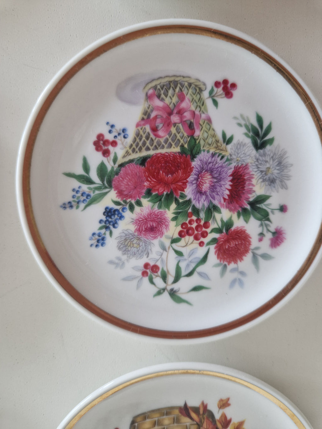 Lot de 6 dessous de verre en porcelaine florale Johann Seltmann Vohenstrauss | Motif 609
