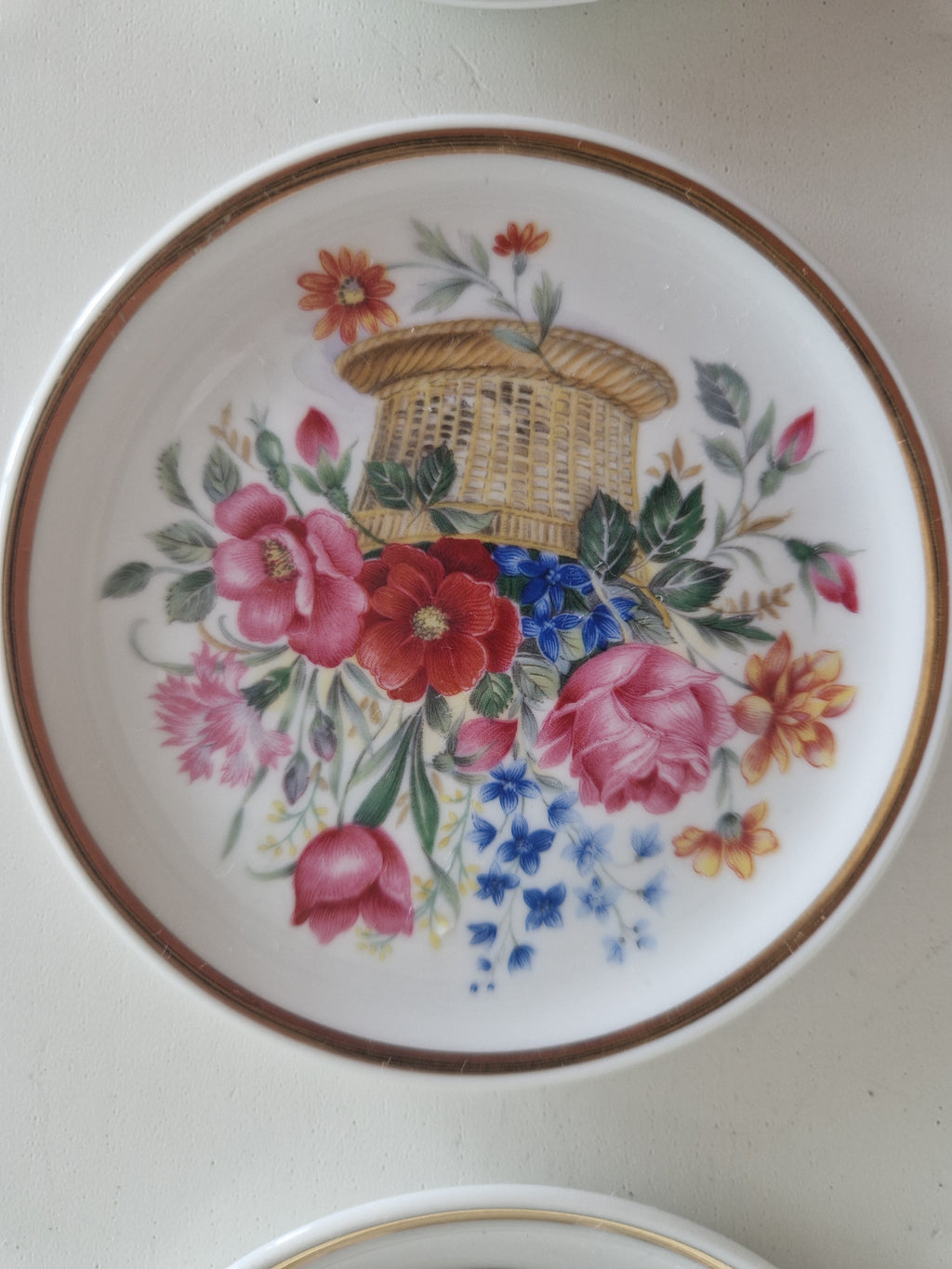 Lot de 6 dessous de verre en porcelaine florale Johann Seltmann Vohenstrauss | Motif 609