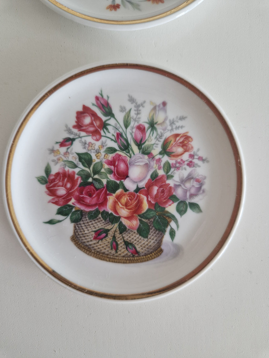 Lot de 6 dessous de verre en porcelaine florale Johann Seltmann Vohenstrauss | Motif 609