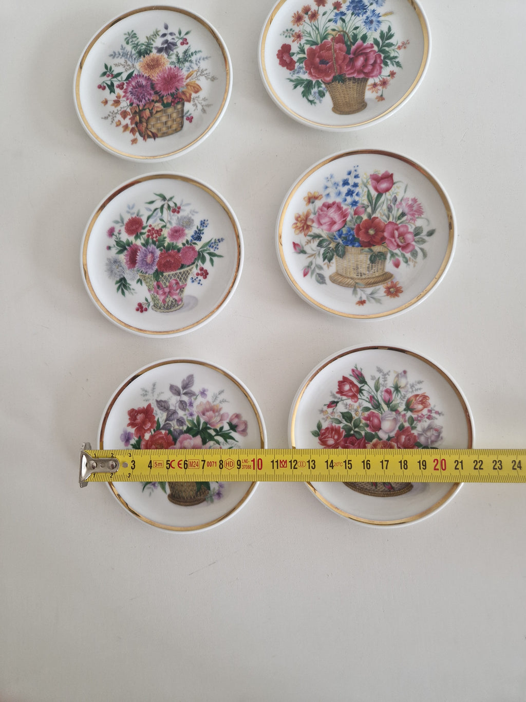 Lot de 6 dessous de verre en porcelaine florale Johann Seltmann Vohenstrauss | Motif 609