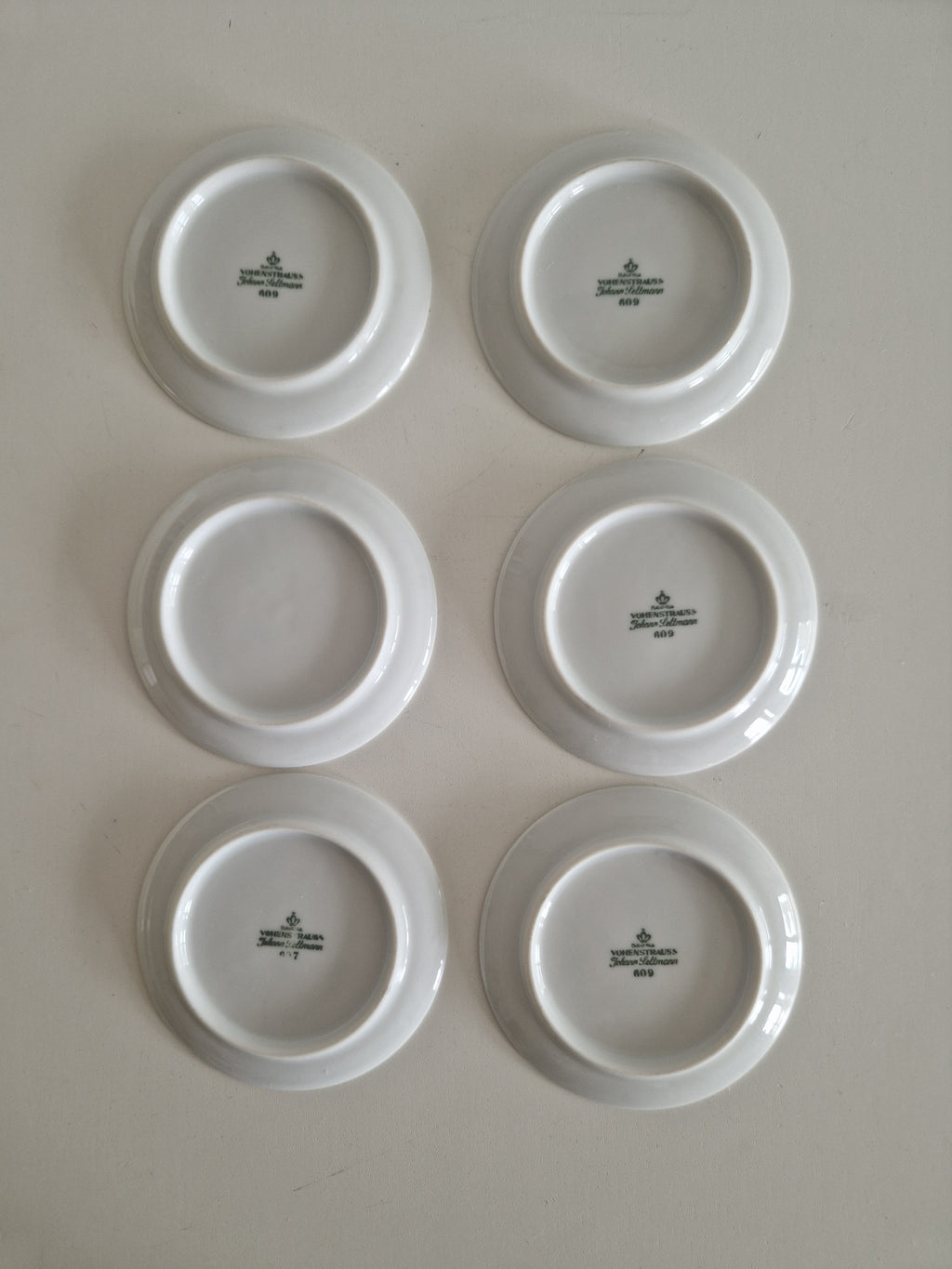 Lot de 6 dessous de verre en porcelaine florale Johann Seltmann Vohenstrauss | Motif 609