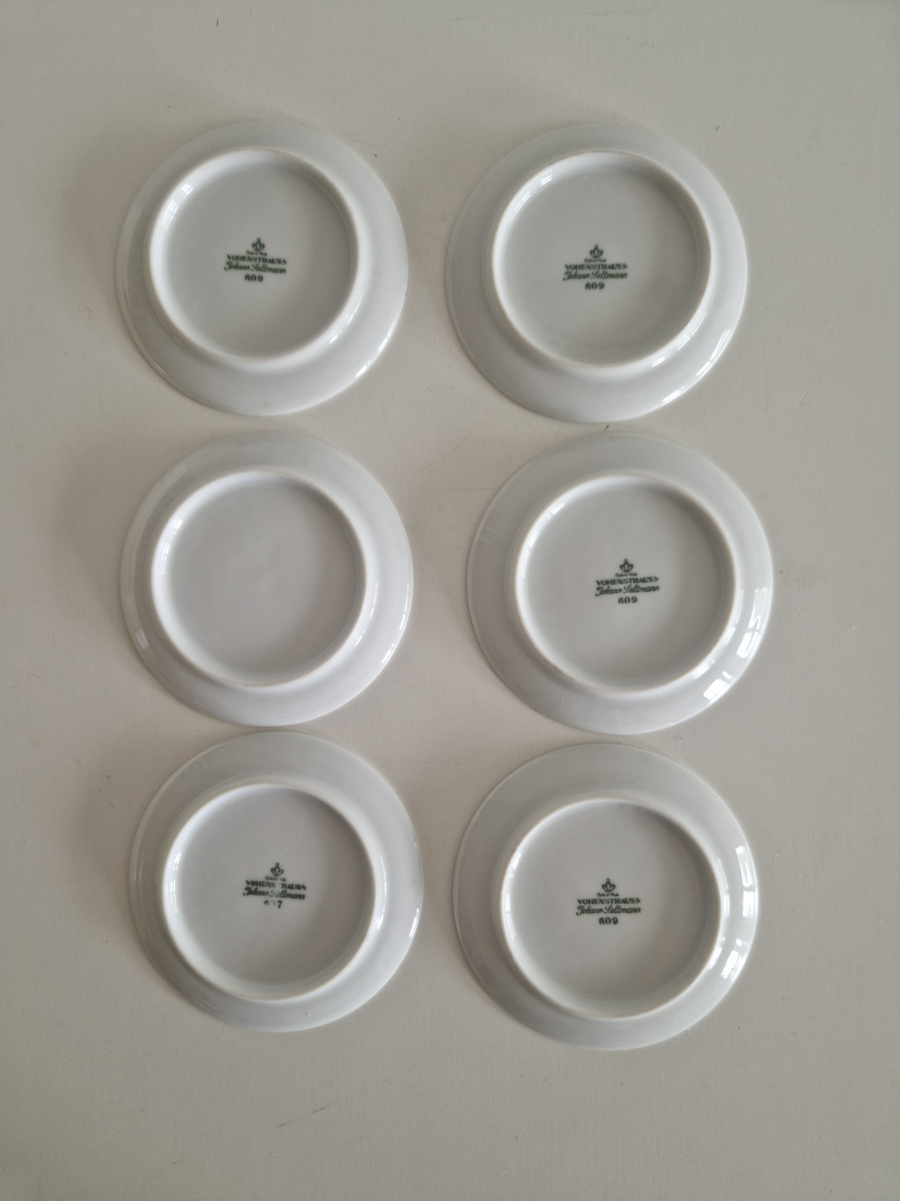 Lot de 6 dessous de verre en porcelaine florale Johann Seltmann Vohenstrauss | Motif 609