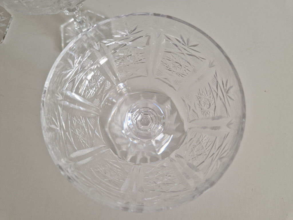 Set of 4 Austrian Hand-Cut Crystal Champagne Coupes