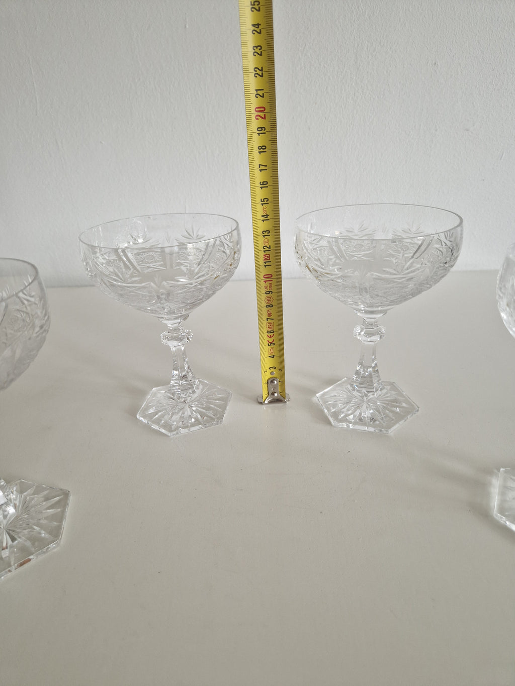 Set of 4 Austrian Hand-Cut Crystal Champagne Coupes