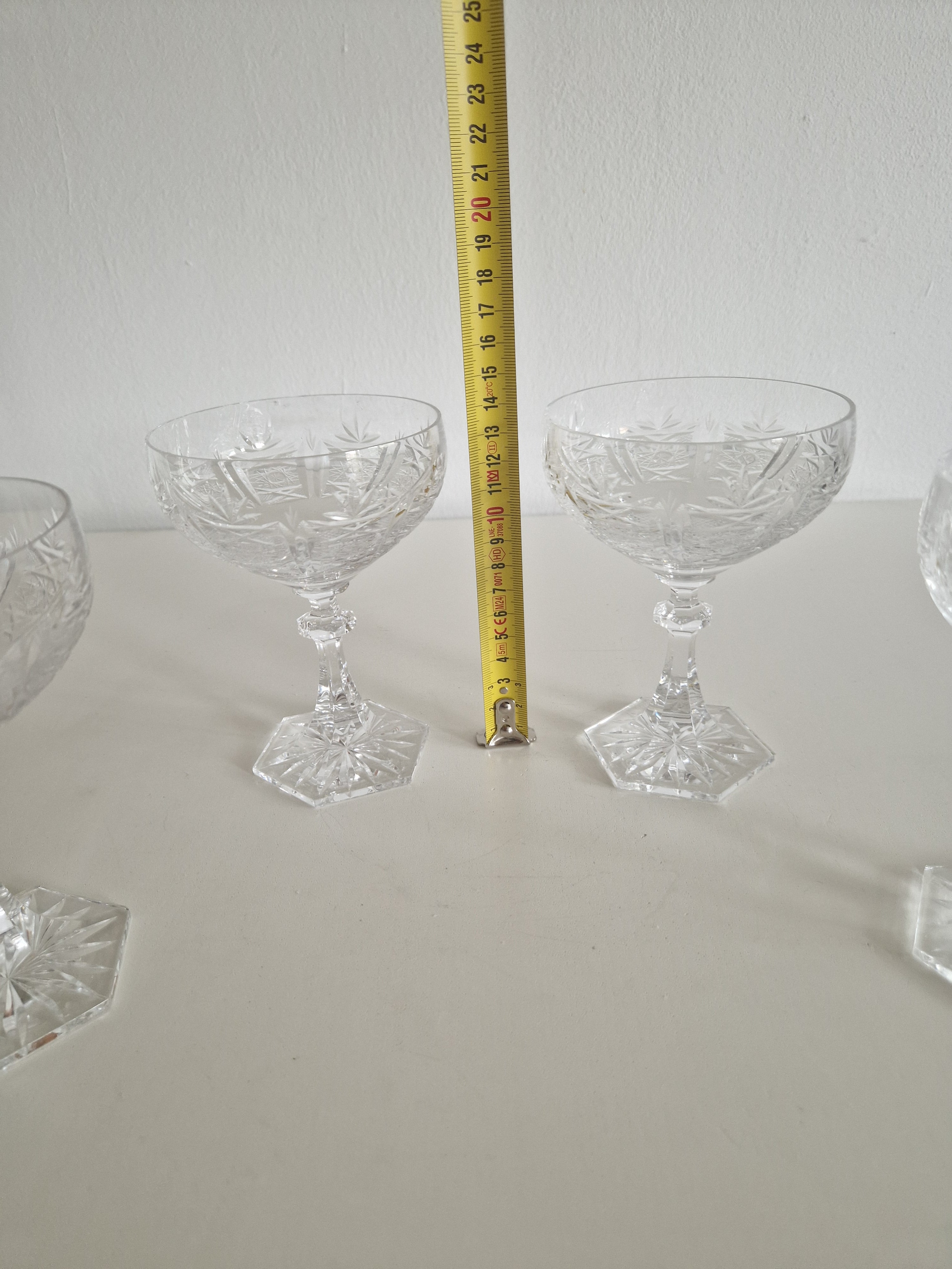 Set of 4 Austrian Hand-Cut Crystal Champagne Coupes