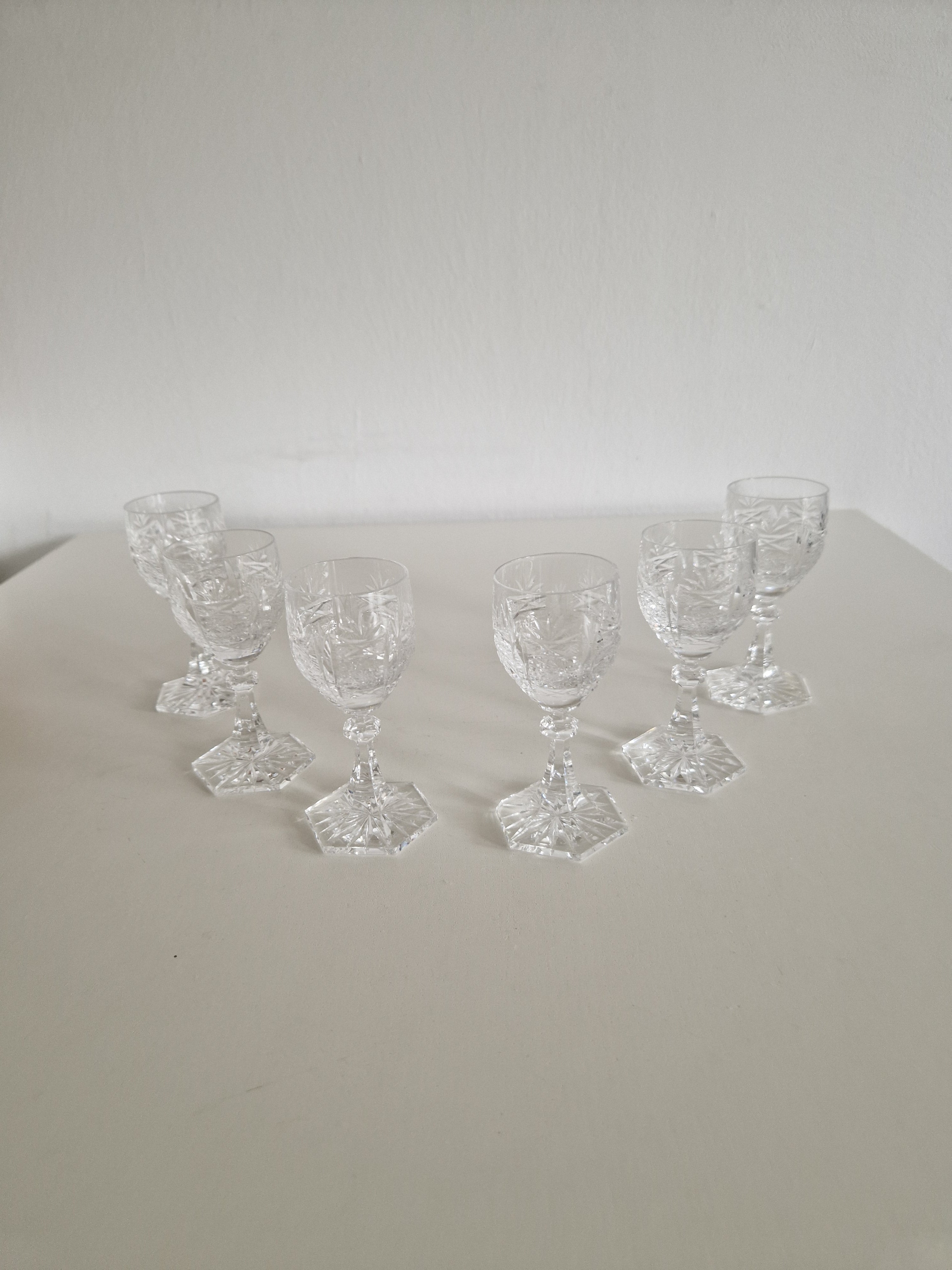 Set of 6 Austrian Hand-Cut Crystal Short Drink Glasses | 24% Lead Crystal