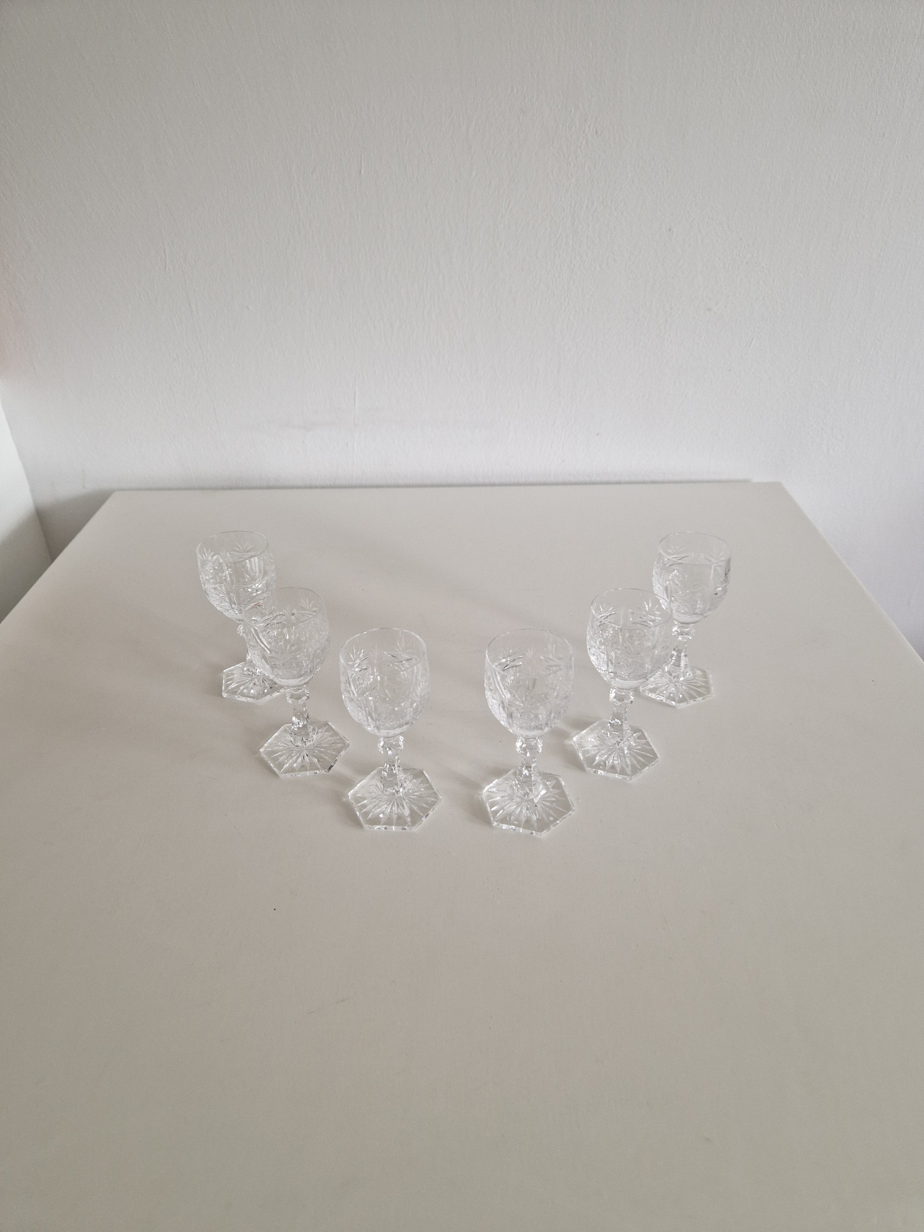 Set of 6 Austrian Hand-Cut Crystal Short Drink Glasses | 24% Lead Crystal