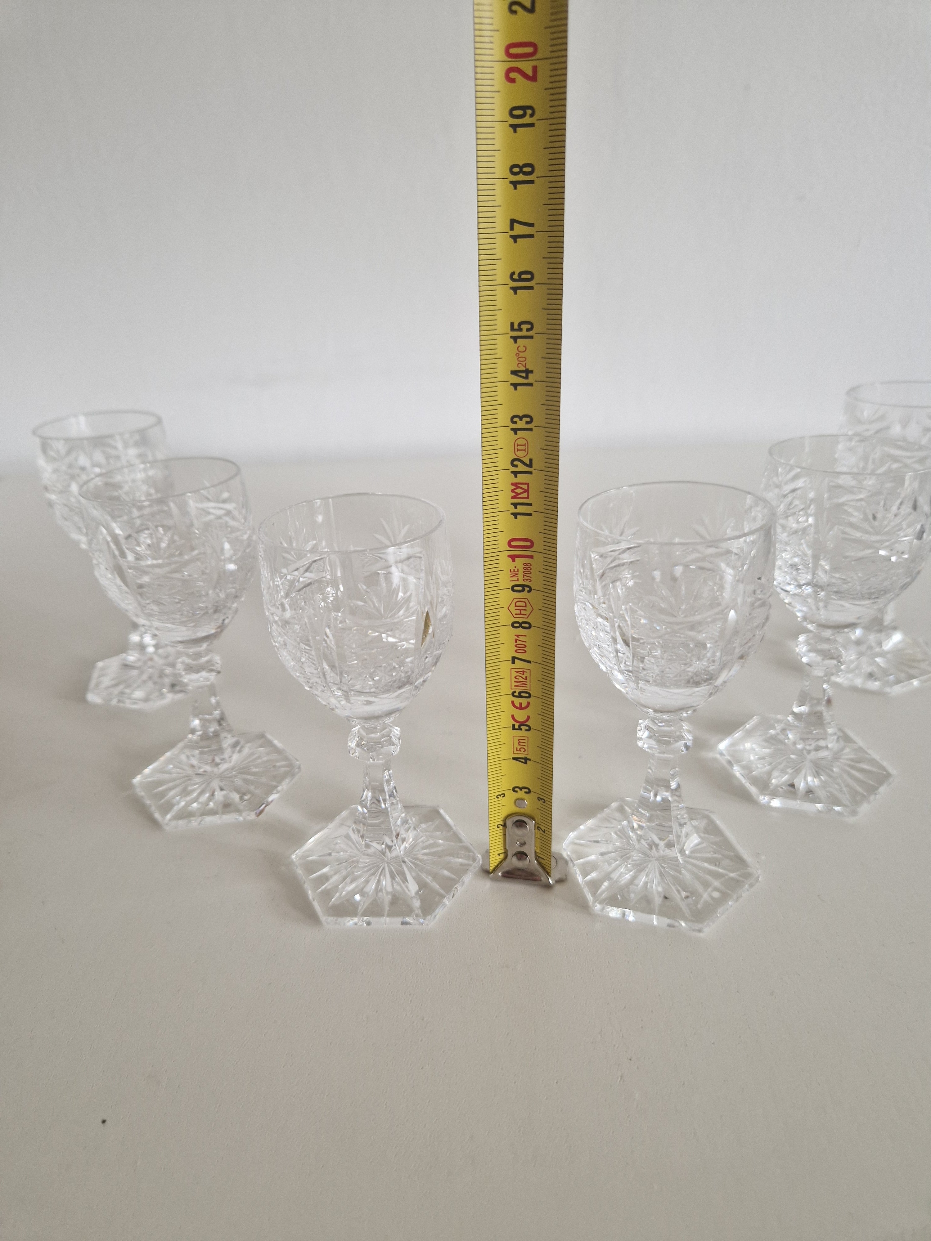 Set of 6 Austrian Hand-Cut Crystal Short Drink Glasses | 24% Lead Crystal