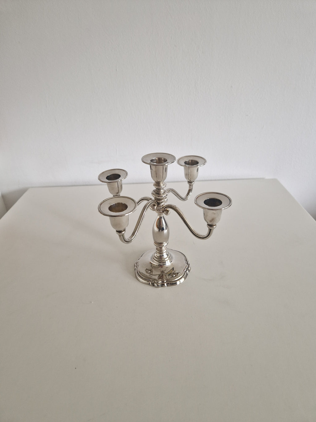 Versilberter Vintage-Fünf-Arm-Kerzenständer mit flexiblen Armen