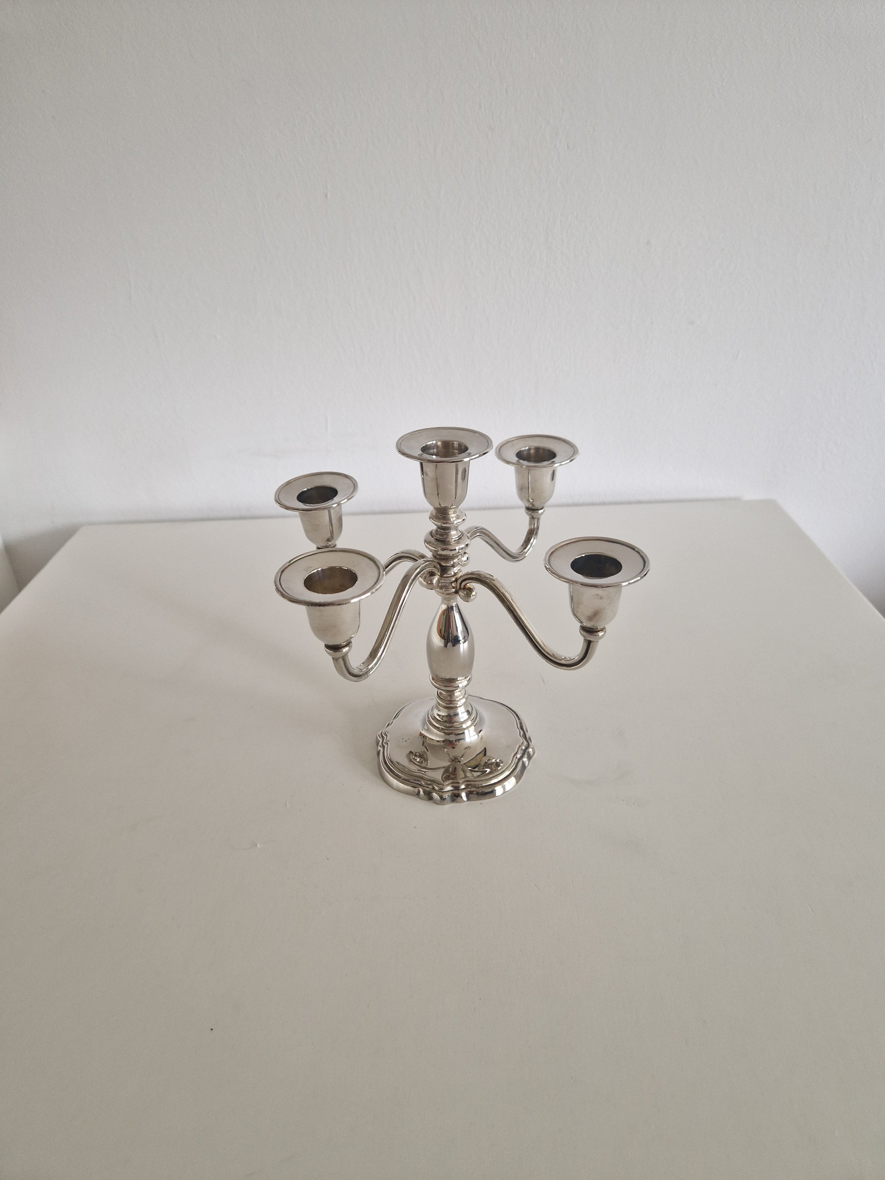 Versilberter Vintage-Fünf-Arm-Kerzenständer mit flexiblen Armen