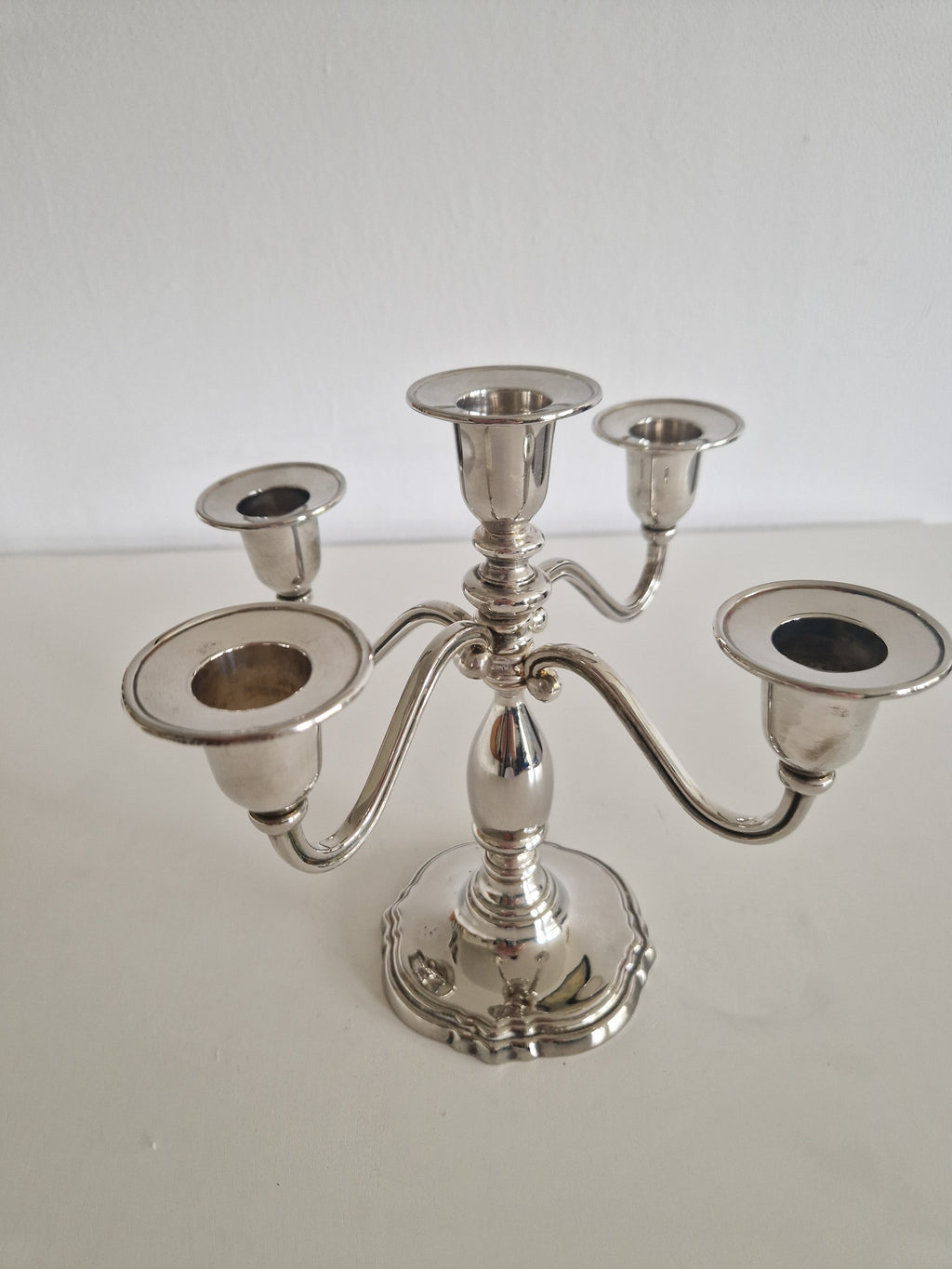 Versilberter Vintage-Fünf-Arm-Kerzenständer mit flexiblen Armen
